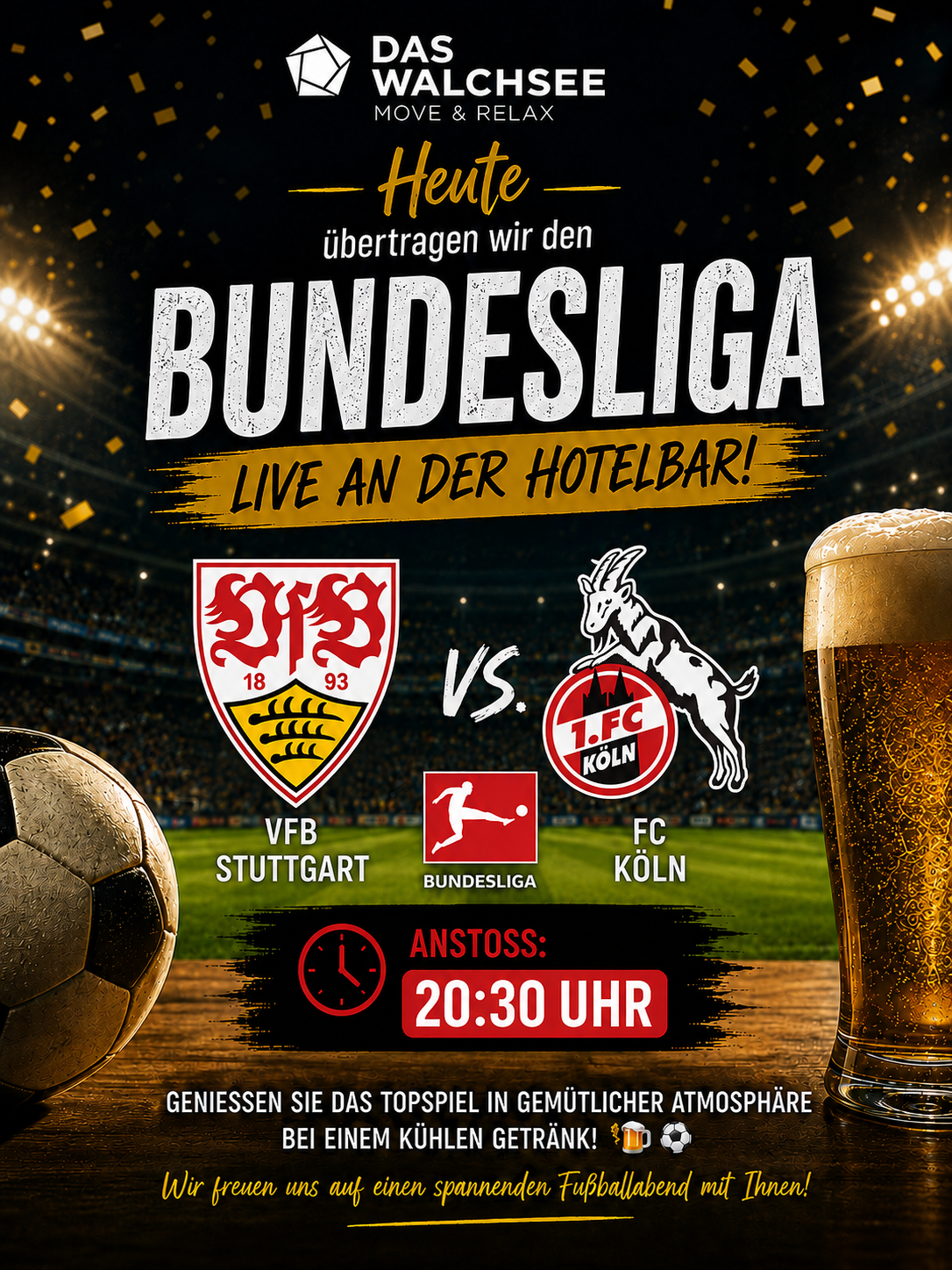 Live Bundesliga Übertragung an der Hotelbar