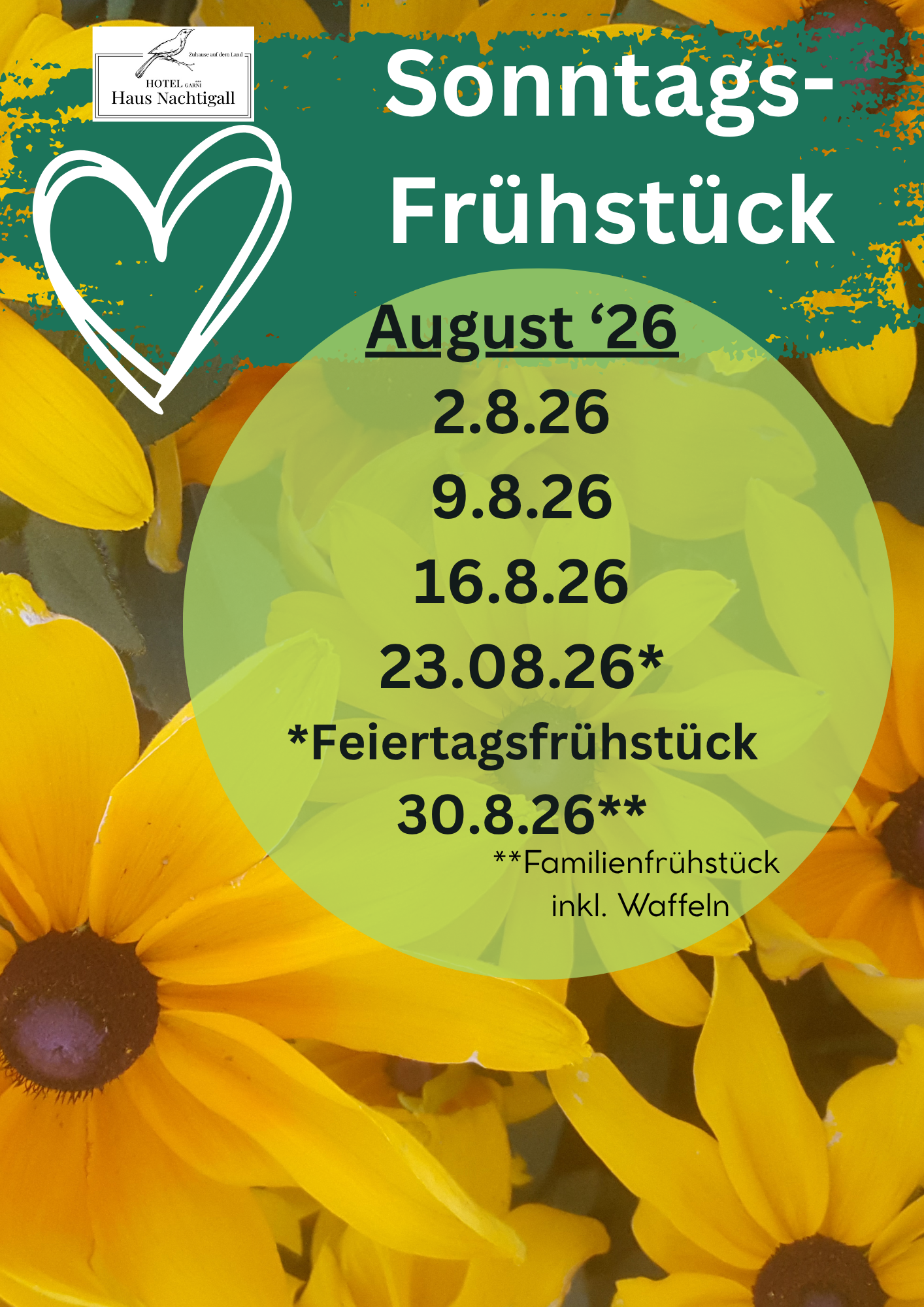 August : Frühstücksbuffet am Sonntag