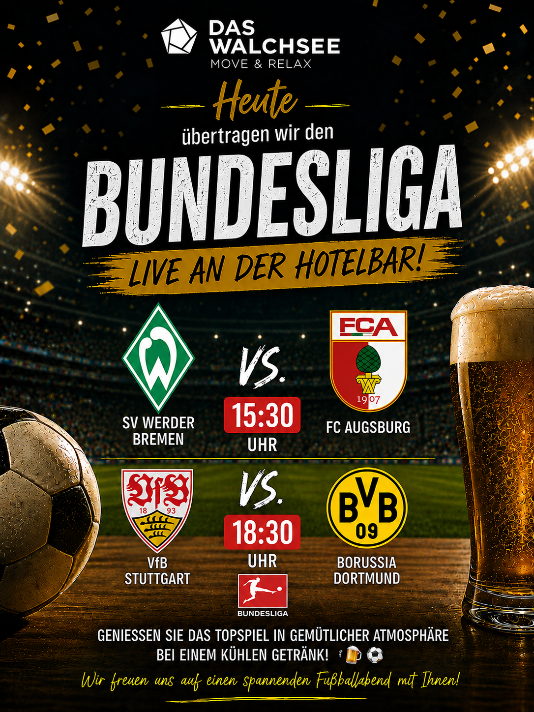 Live Bundesliga Übertragung an der Hotelbar