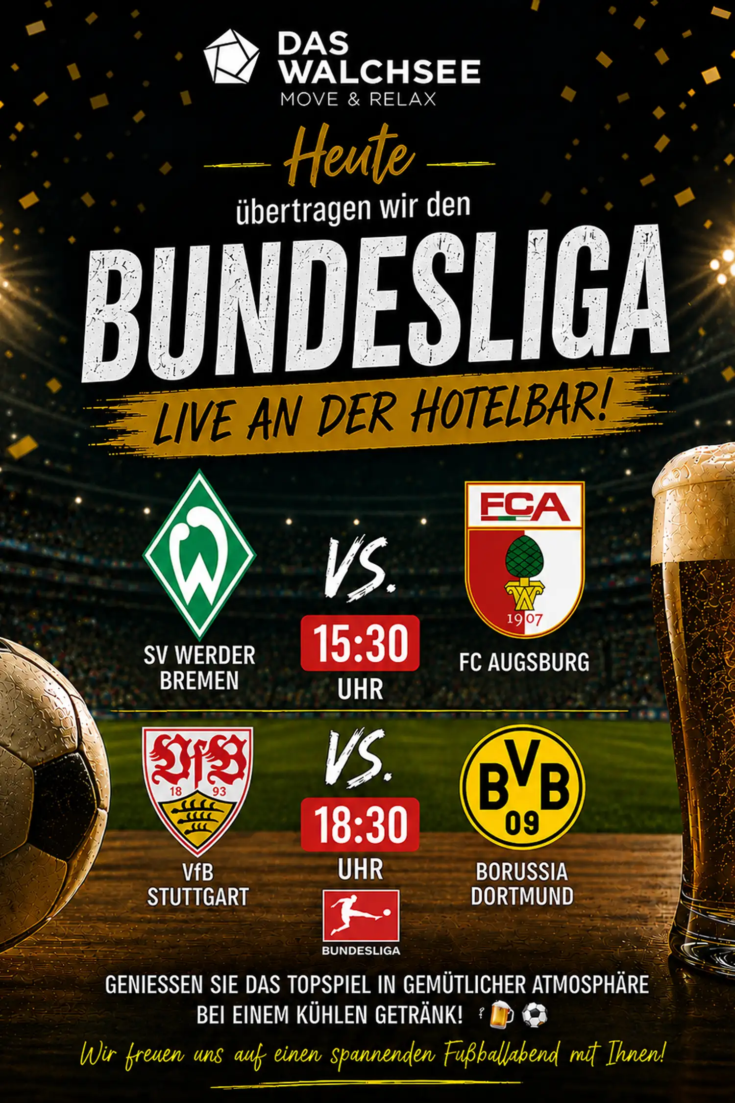 Live Bundesliga Übertragung an der Hotelbar