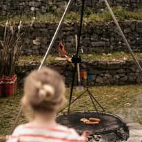 Bread on a stick and roasting marshmallows over the campfire