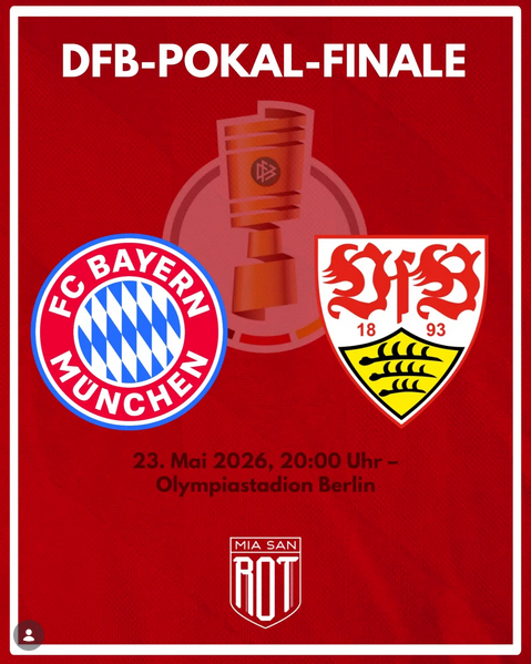 DFB  Pokal Finale  in der Kaminbar.    "FC Bayern vs.VFB Stuttgart" 20.00 Uhr