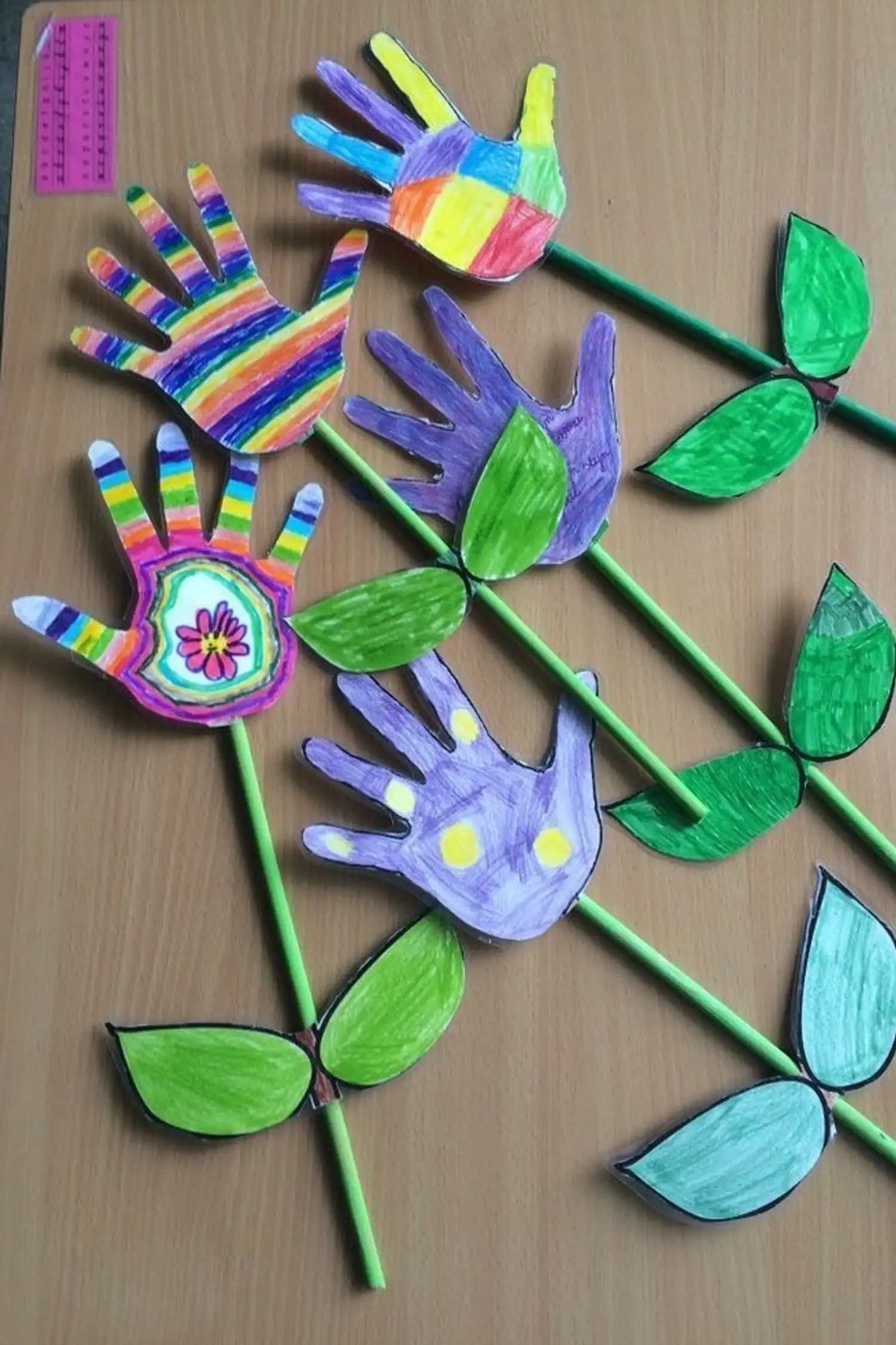 Making flowers from handprints