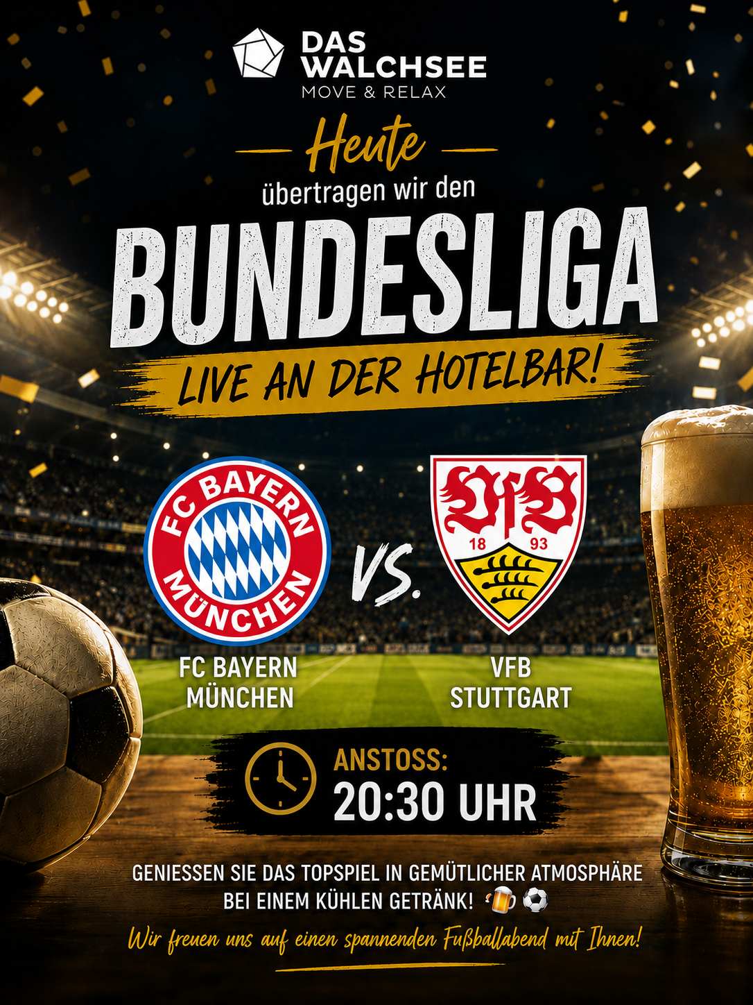 Live Bundesliga broadcast at the hotel bar