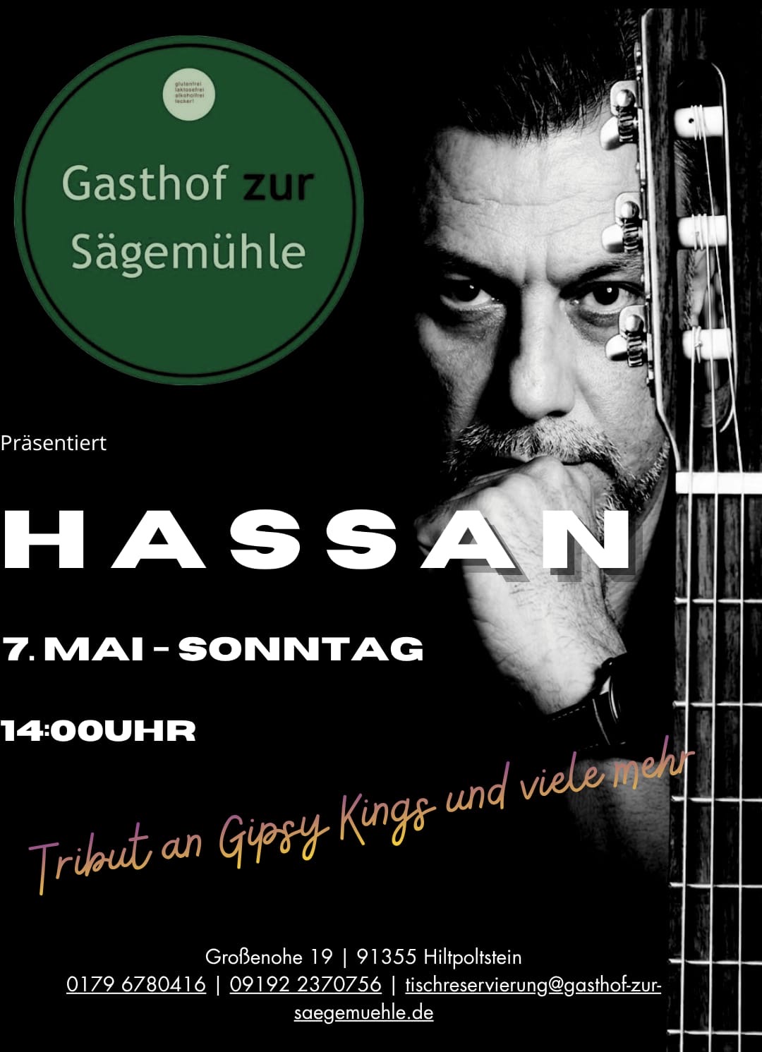 Hassan live on 07.06.26 from 14:00. Depending on the weather, inside or outside in the garden