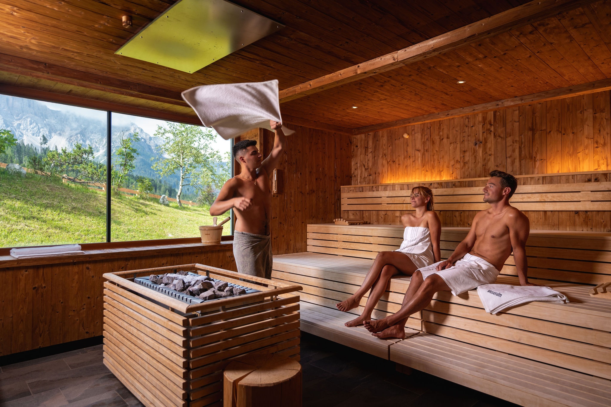 Aufguss in the sauna