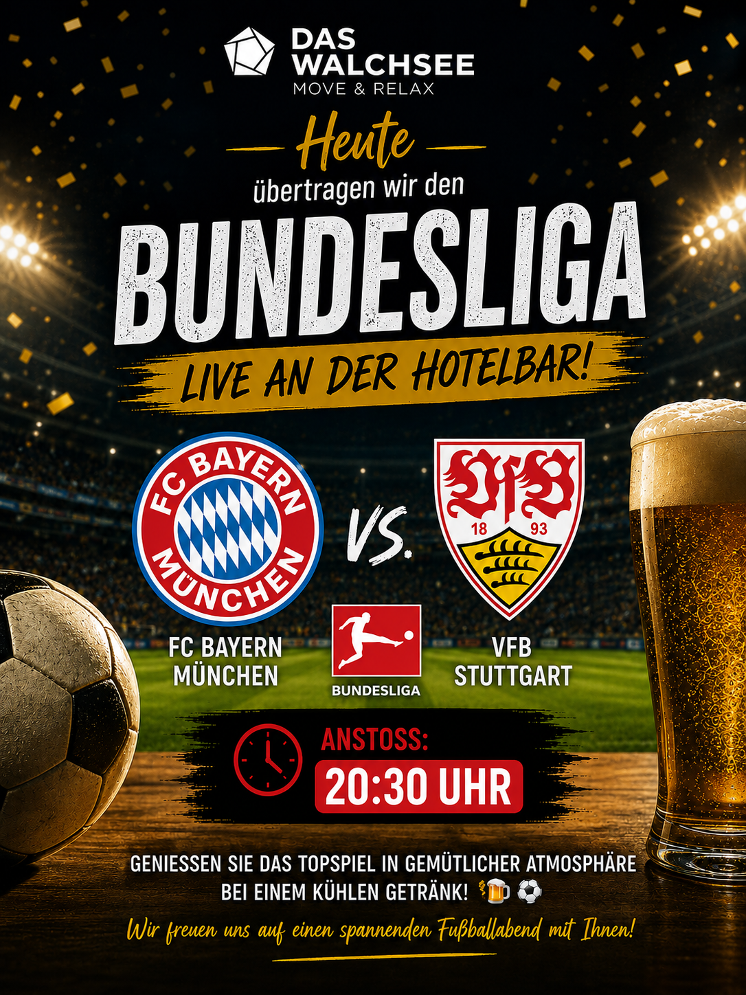 Live Bundesliga Übertragung an der Hotelbar