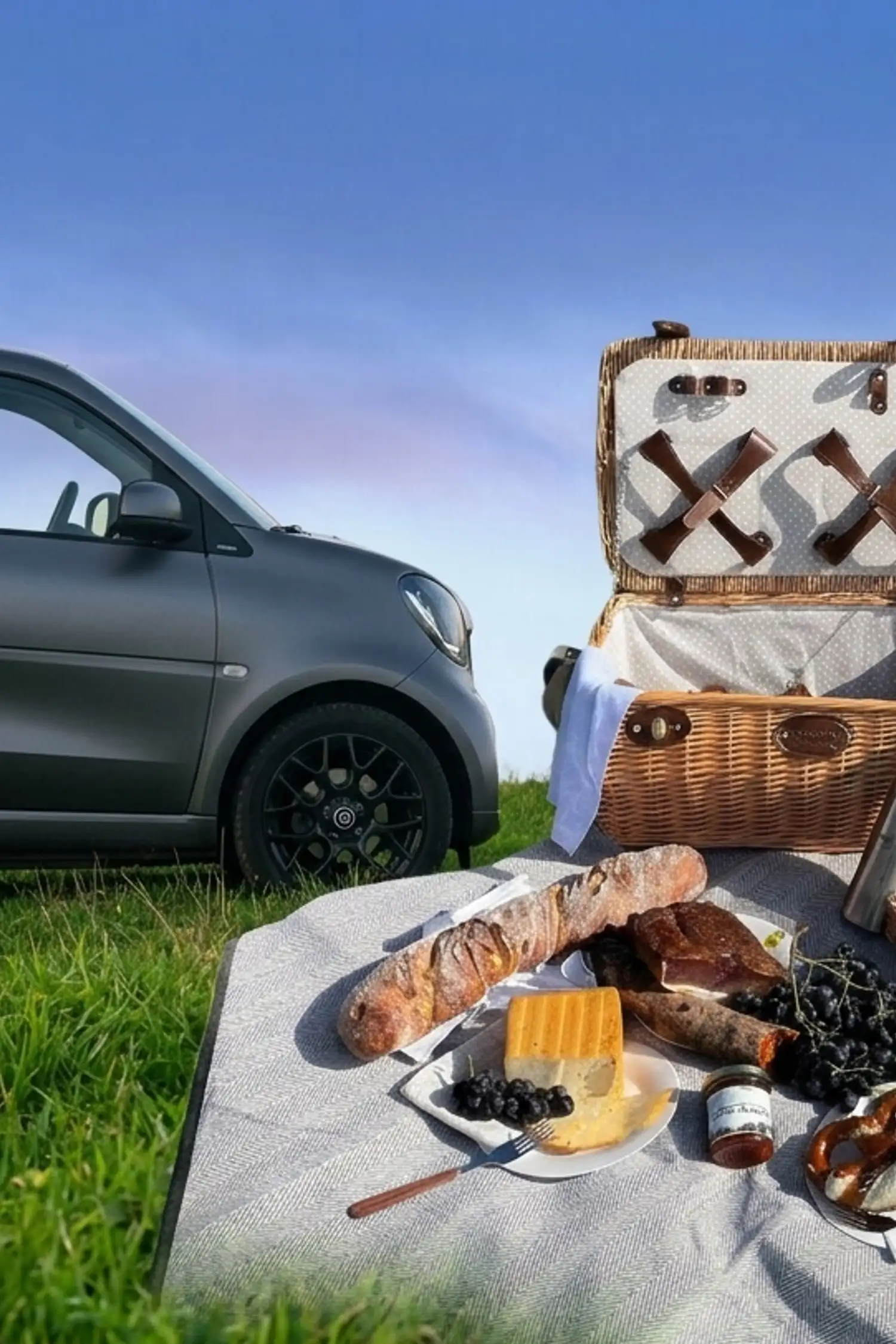 A Trip in the E-Smart & a Picnic Basket