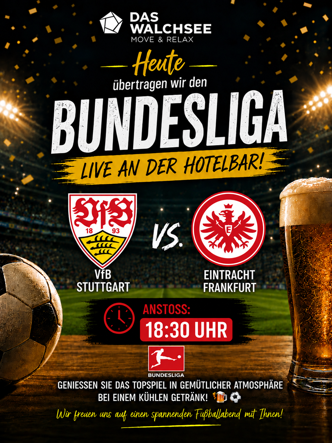 Live Bundesliga broadcast at the hotel bar