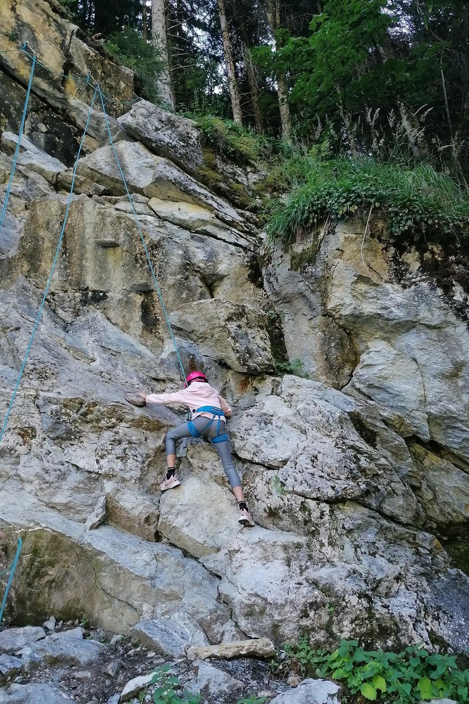 Taster climbing for children on the rock