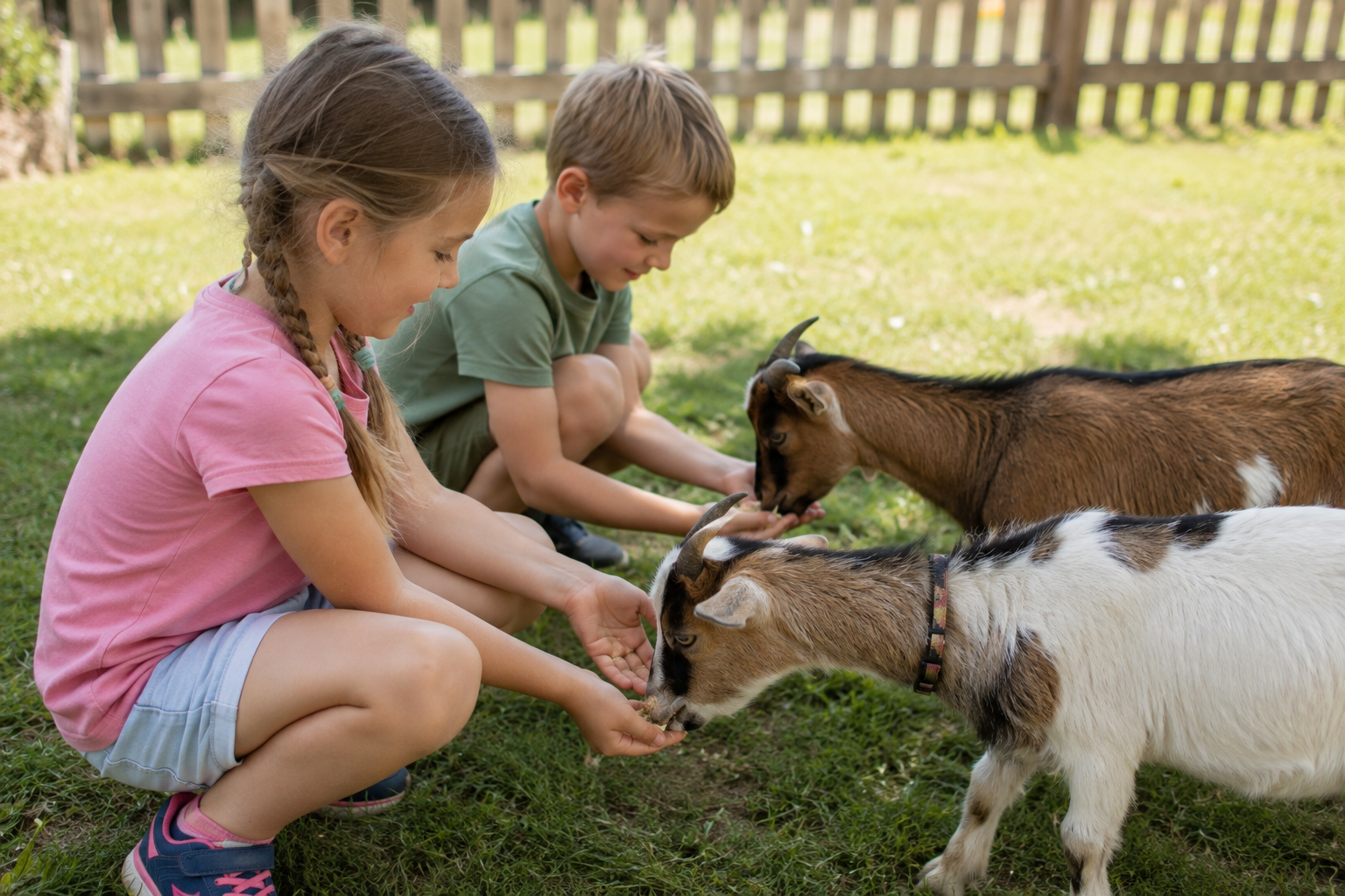 Gemeinsames Füttern der Tiere
