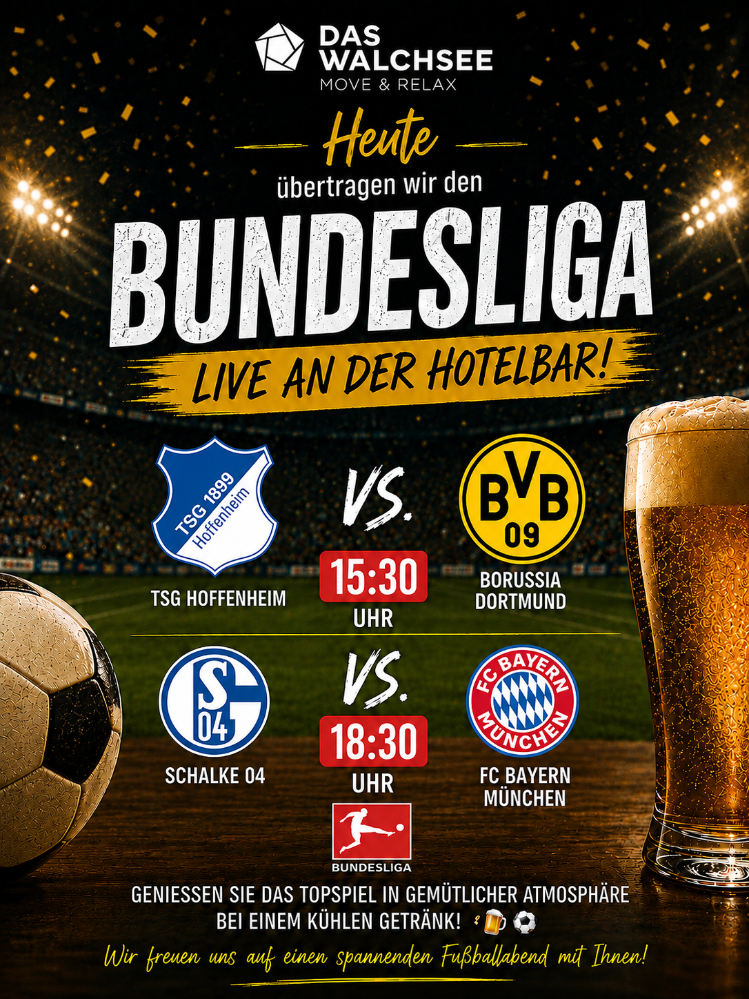 Live Bundesliga Übertragung an der Hotelbar