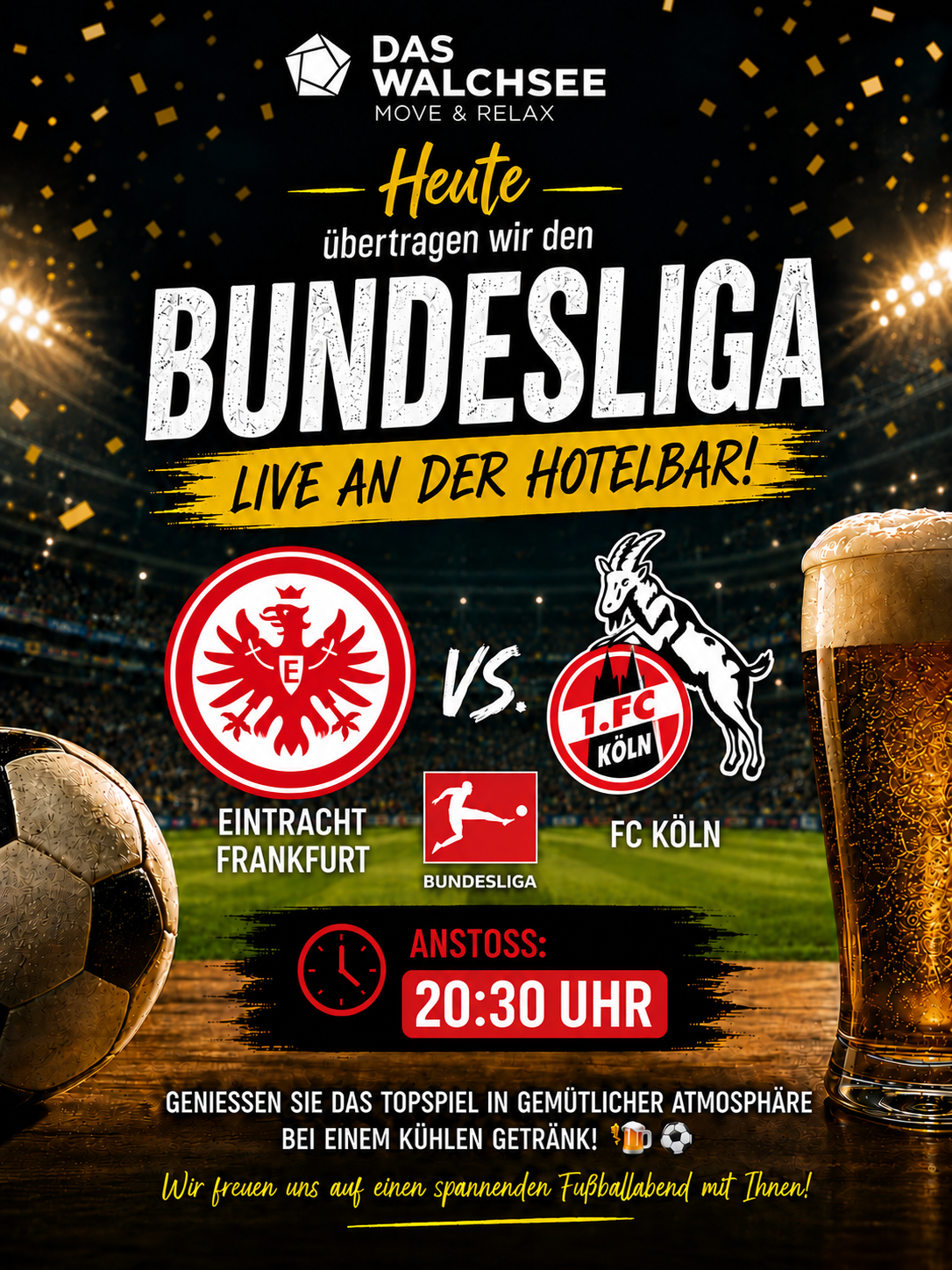Live Bundesliga broadcast at the hotel bar