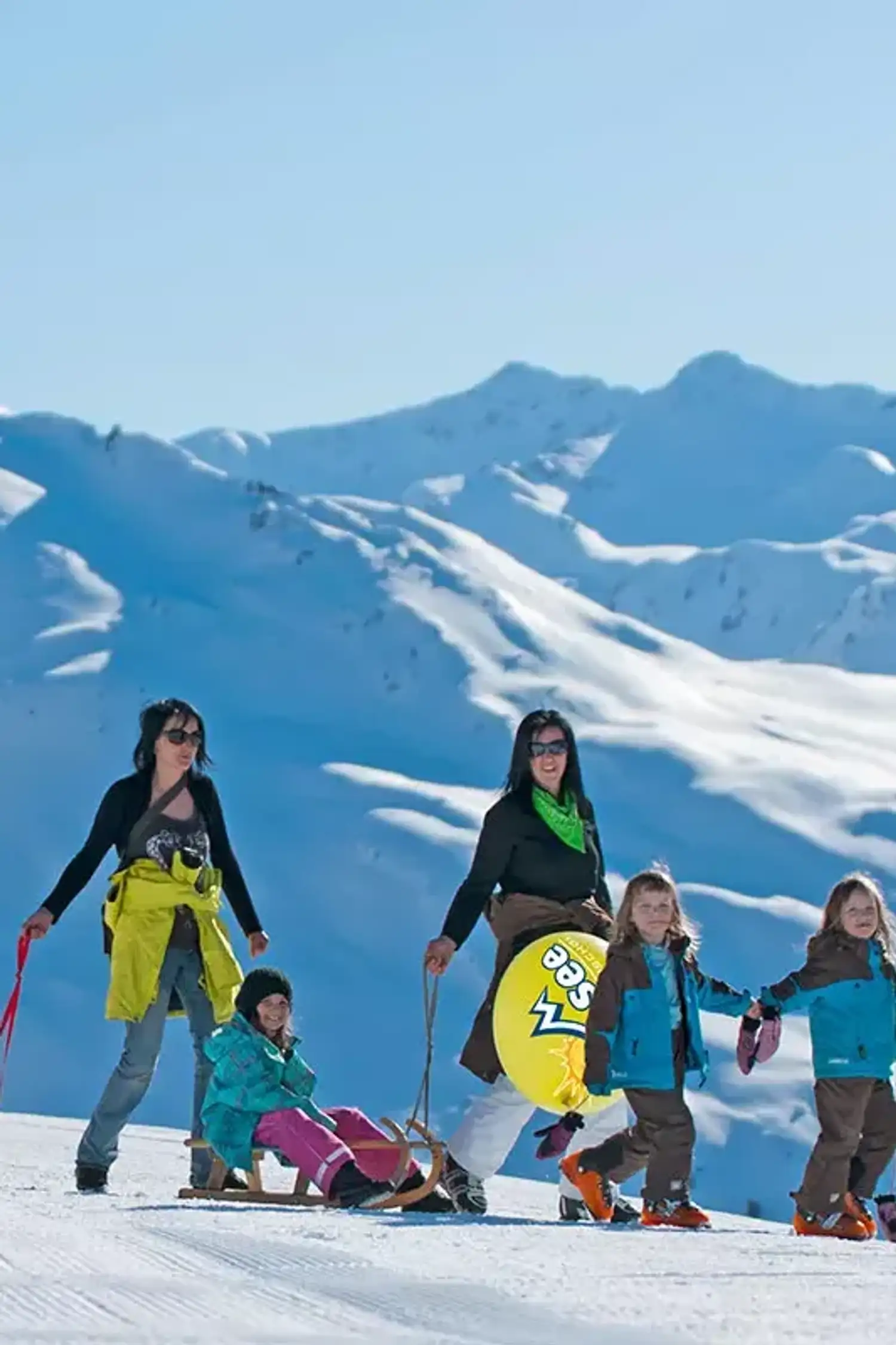 Tobogganing in See in the Paznaun Valley—a 6-kilometer natural toboggan run down into the valley