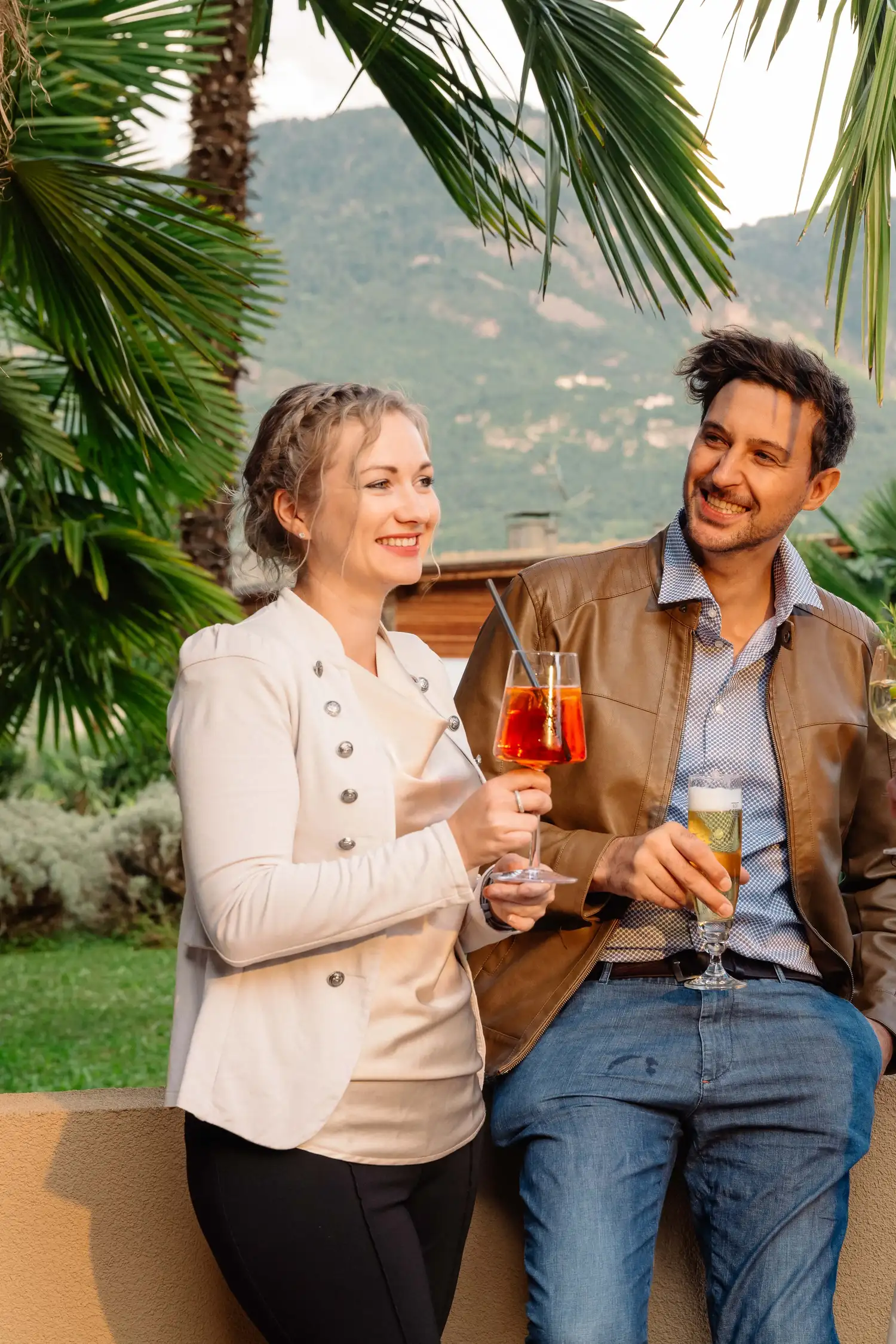 Refreshing aperitif in the palm garden