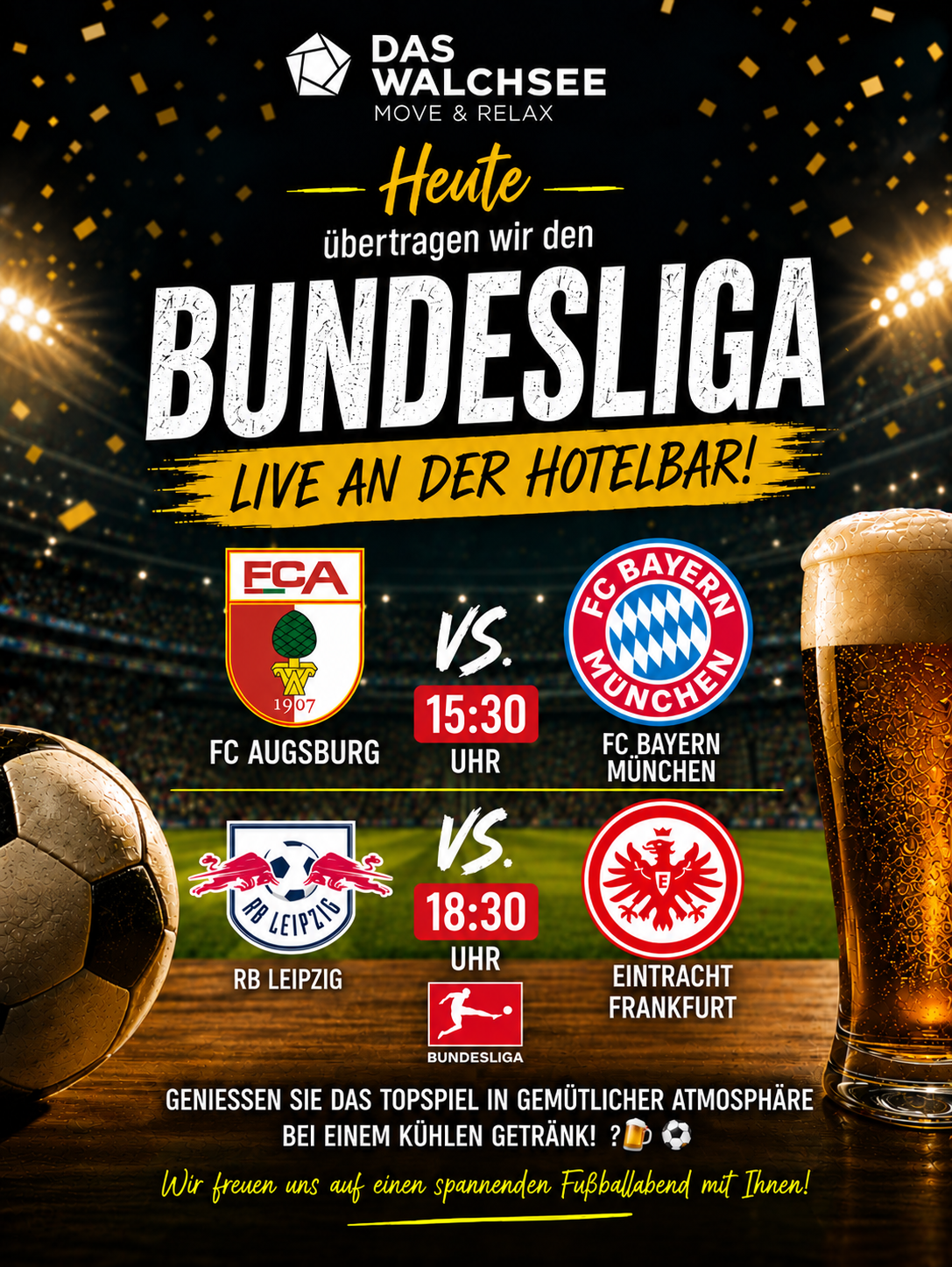 Live Bundesliga broadcast at the hotel bar