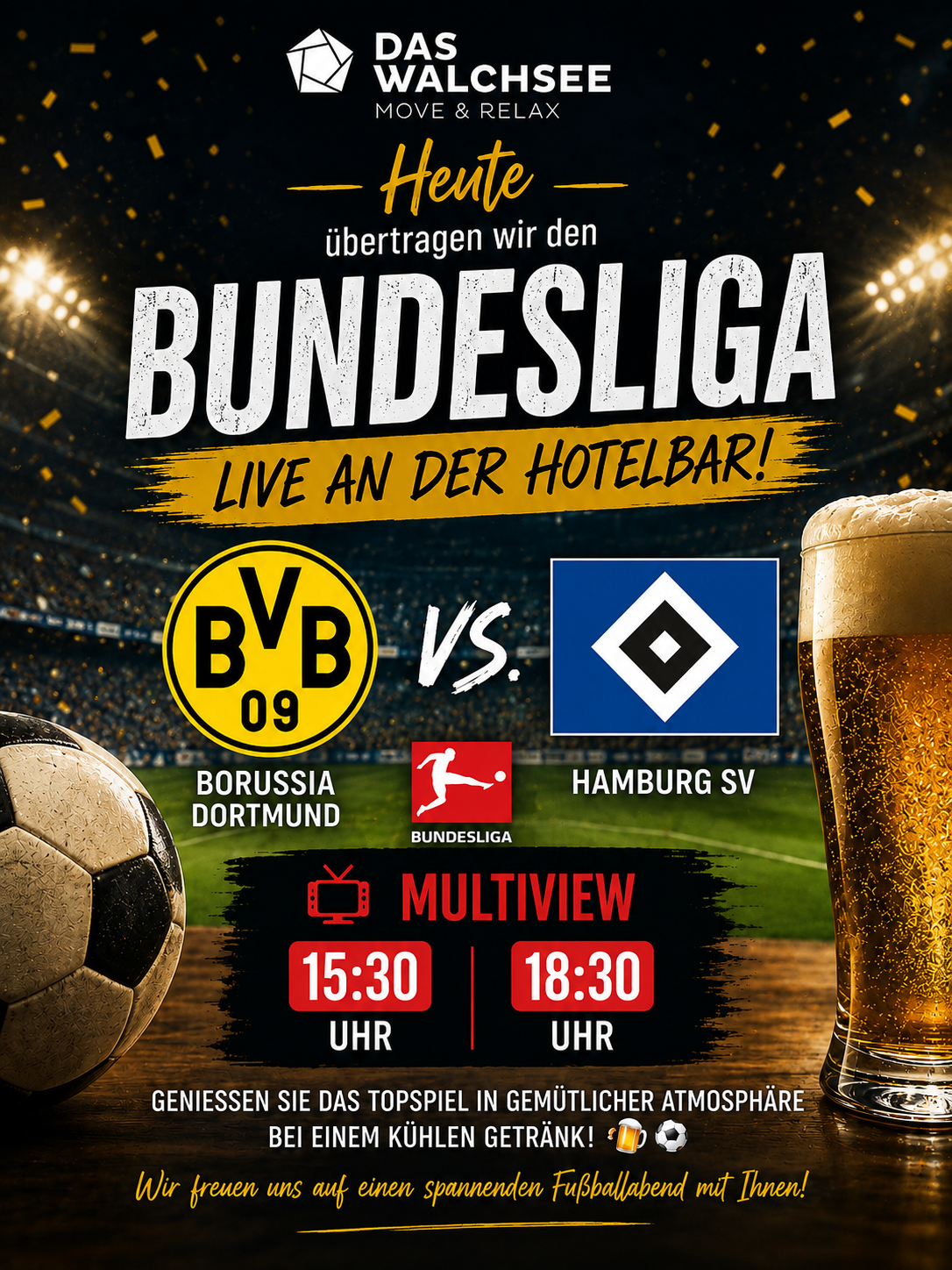 Live Bundesliga broadcast at the hotel bar