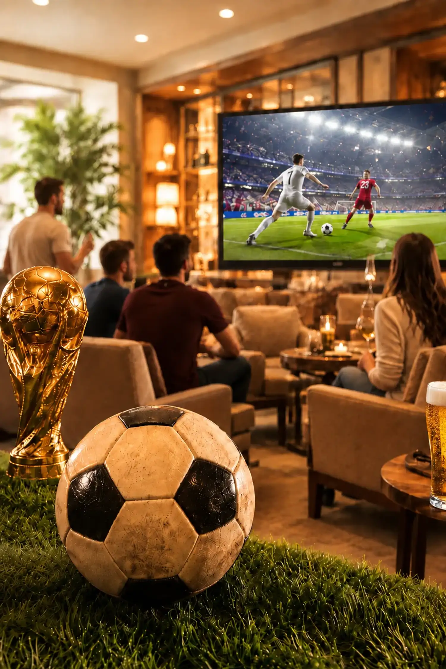 World Cup soccer matches live in the lobby
