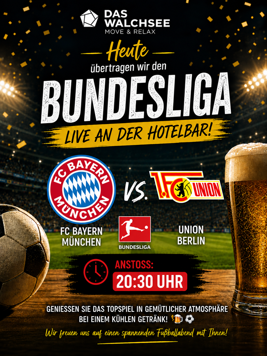 Live Bundesliga broadcast at the hotel bar