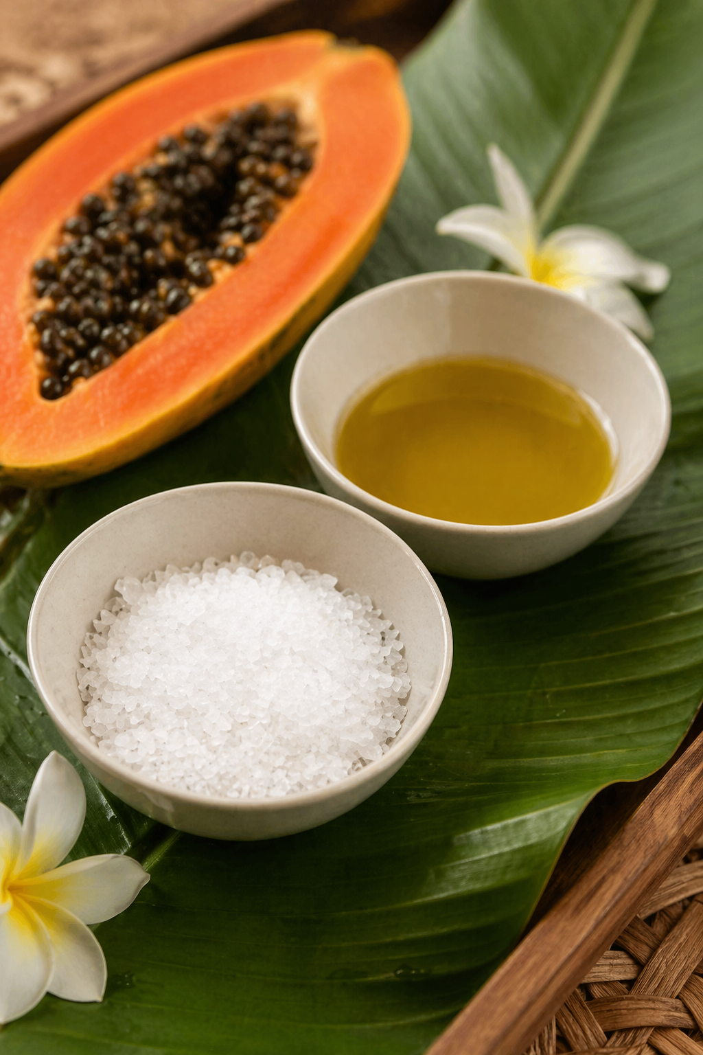 New pampering ritual:
Papaya olive oil sea salt scrub