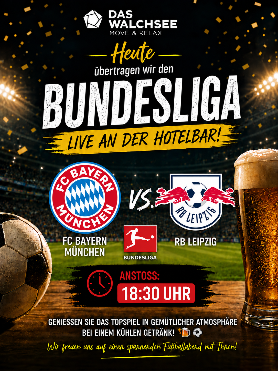 Live Bundesliga broadcast at the hotel bar