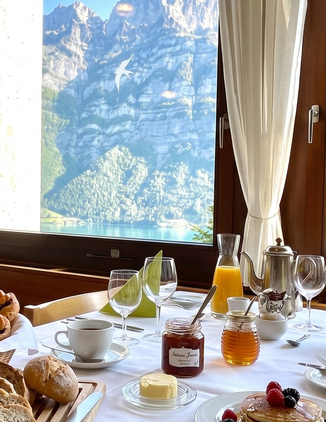 Breakfast with a panorama - enjoyment on Lake Walen