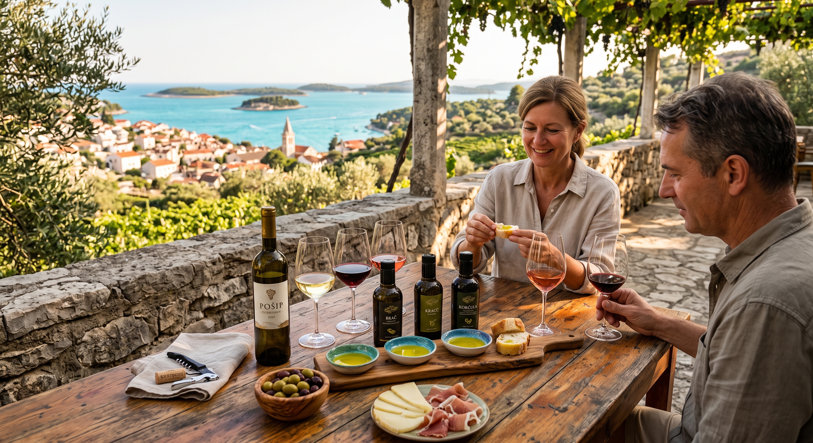 Cata de vinos y aceite de oliva de Dalmacia
