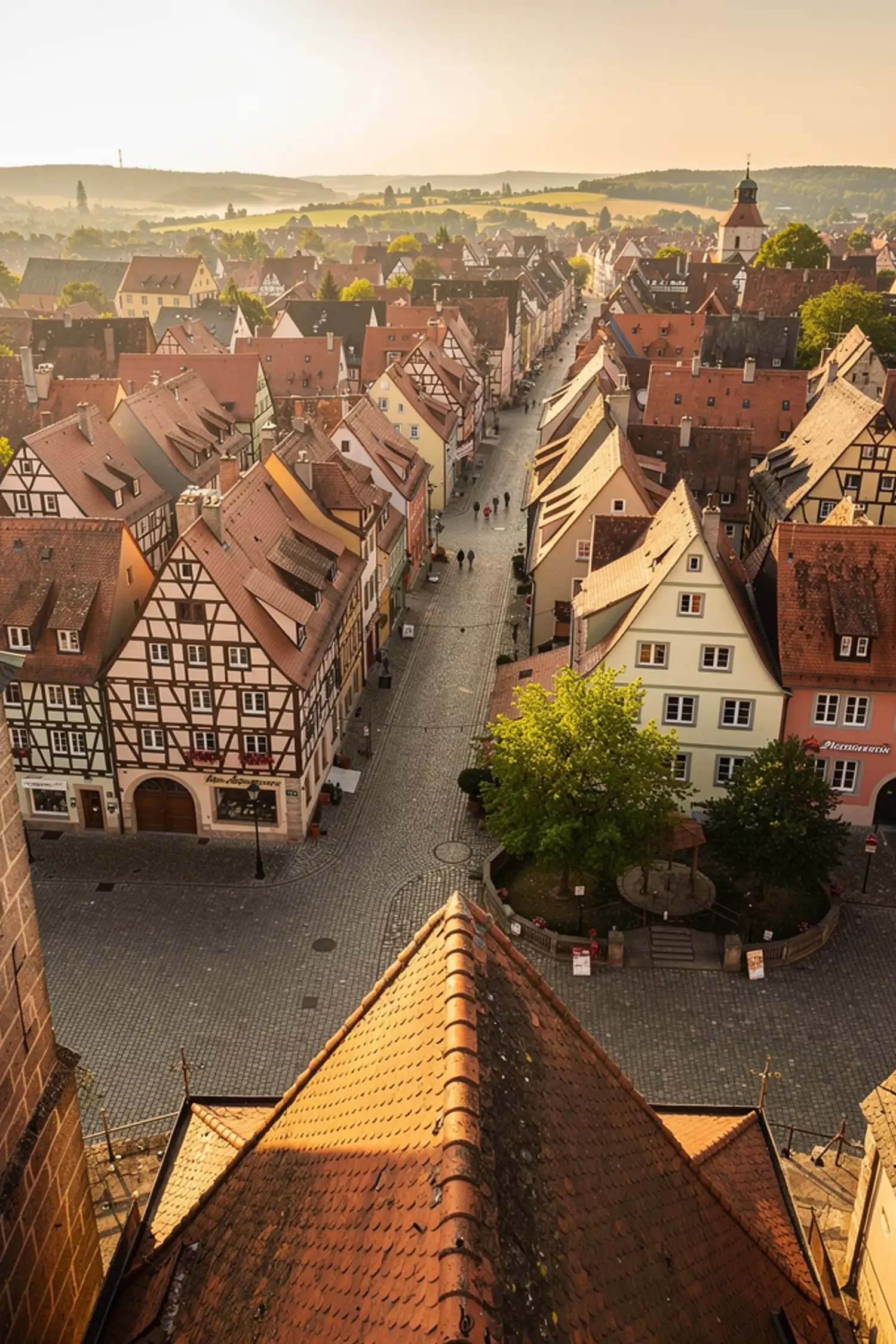 Dinkelsbühl von oben - Turm vom Münster St. Georg geöffnet