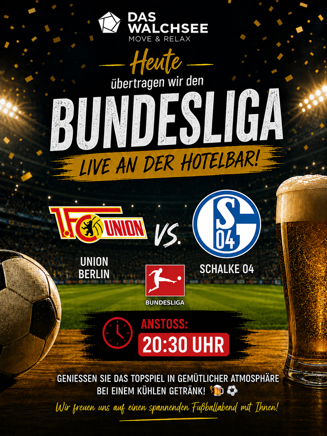 Live Bundesliga Übertragung an der Hotelbar