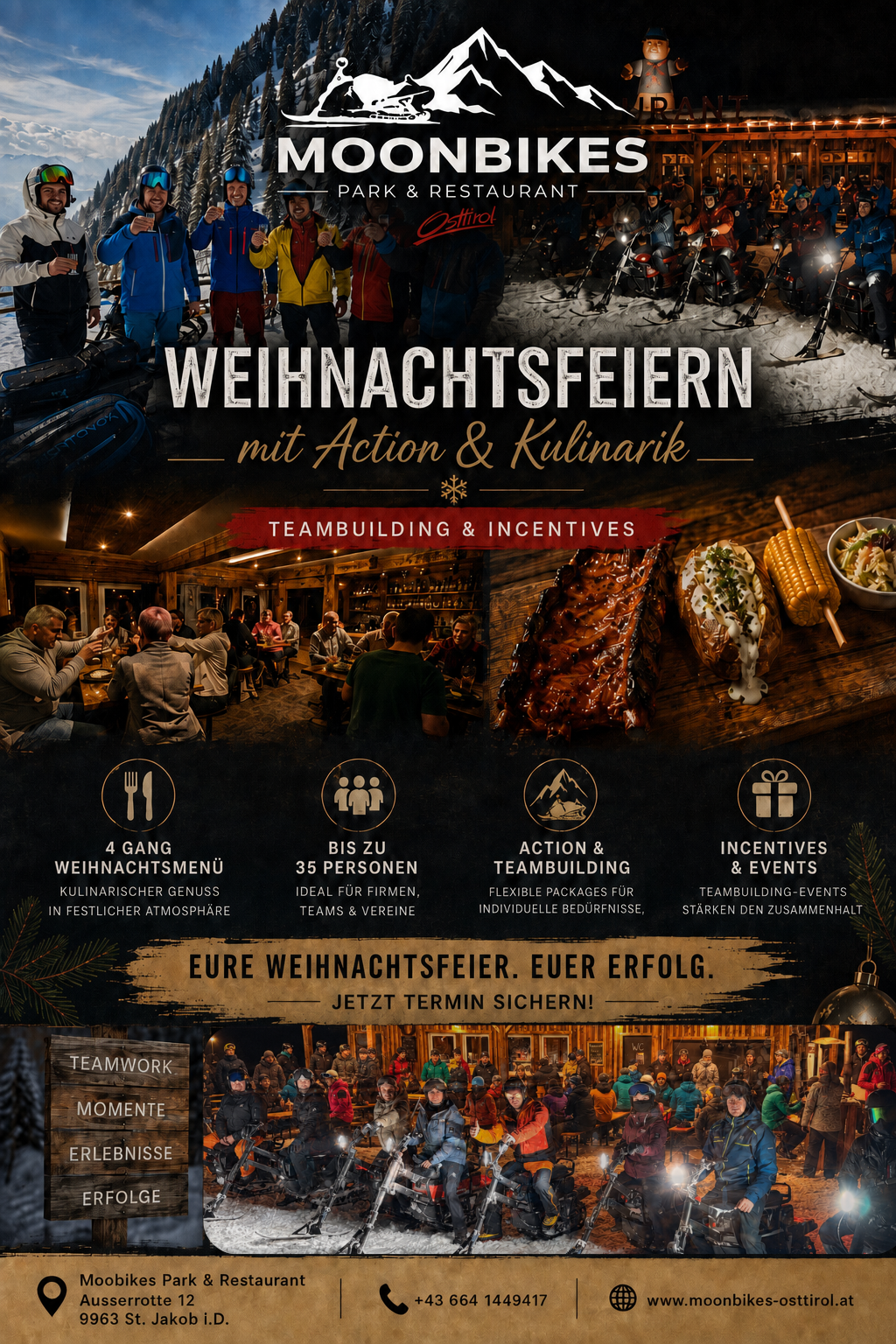 Weihnachtsfeier im Moonbikes Park & Restaurant - Action trifft Kulinarik