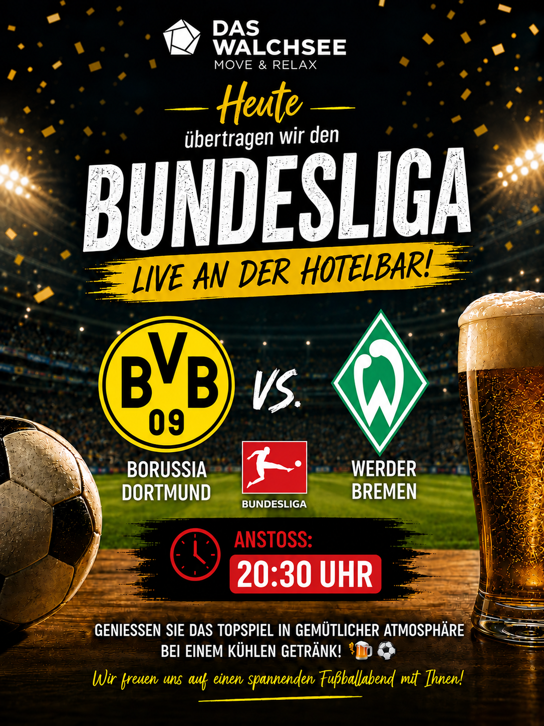Live Bundesliga broadcast at the hotel bar