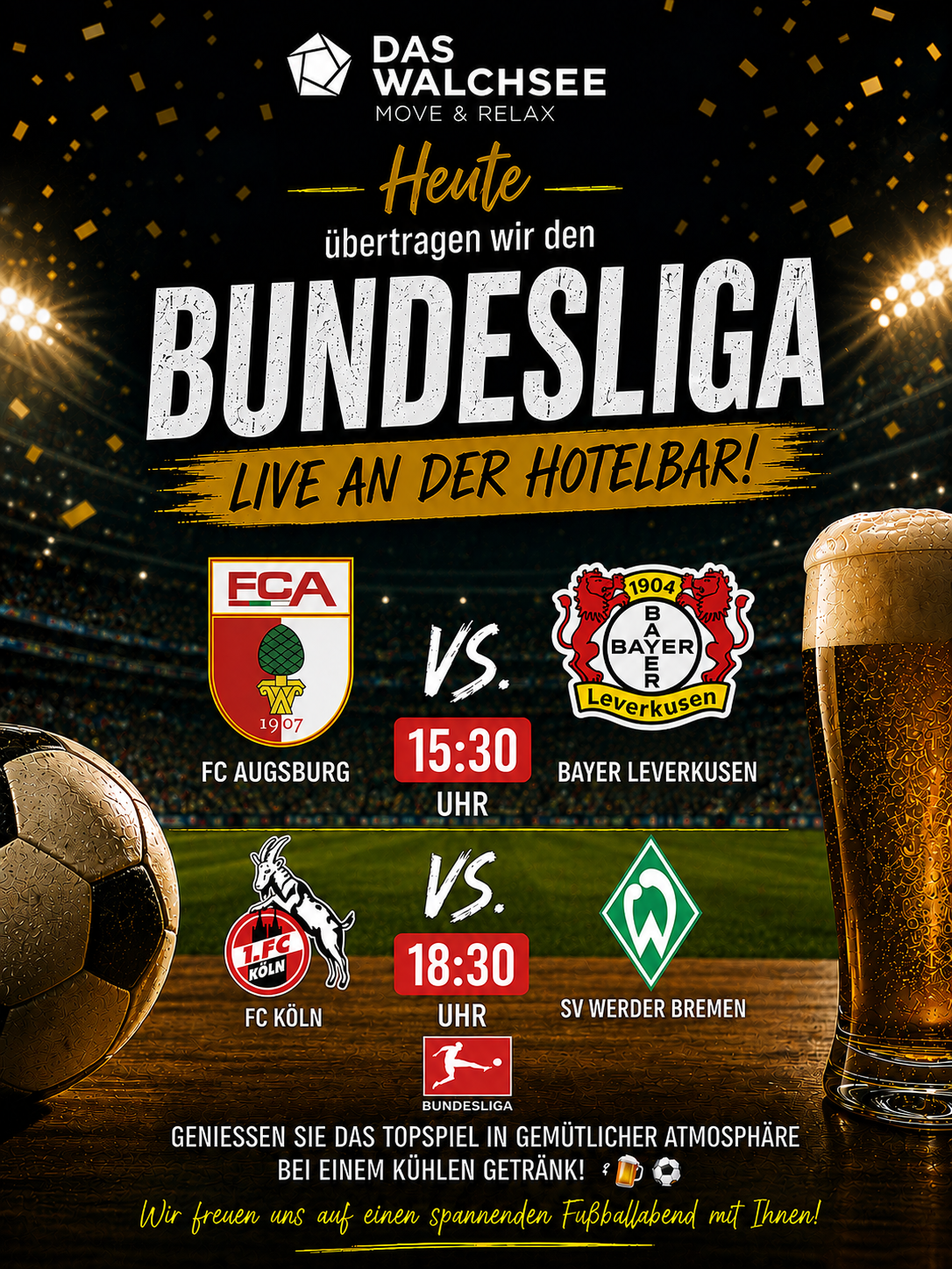 Live Bundesliga Übertragung an der Hotelbar