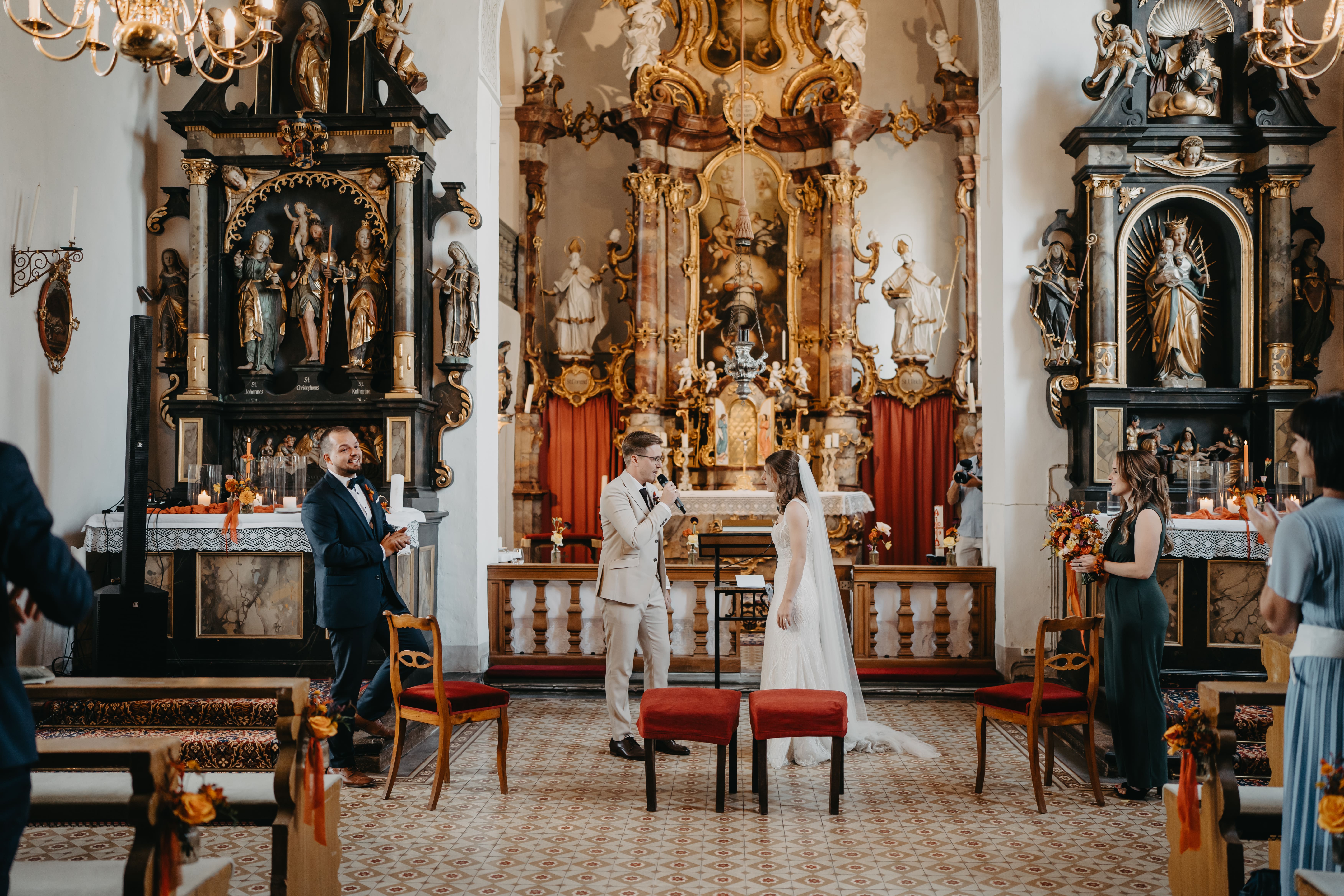 Wedding ceremony in baroque hospital church