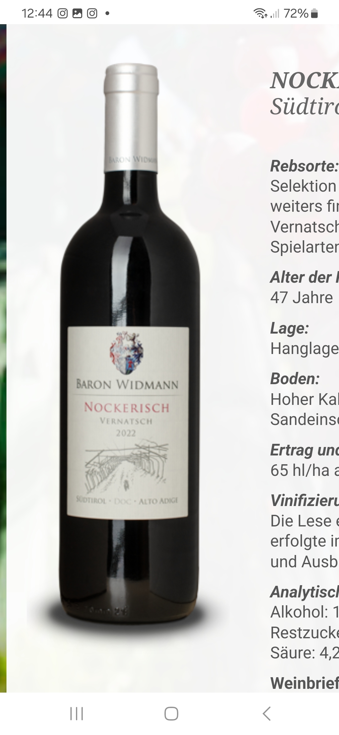 Nockerisch Vernatsch Baron Widmann