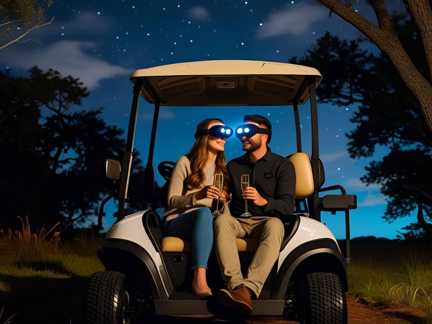 E-Cart-Safari mit Nachtsichtgerät, Wein und Übernachtung im Schloss