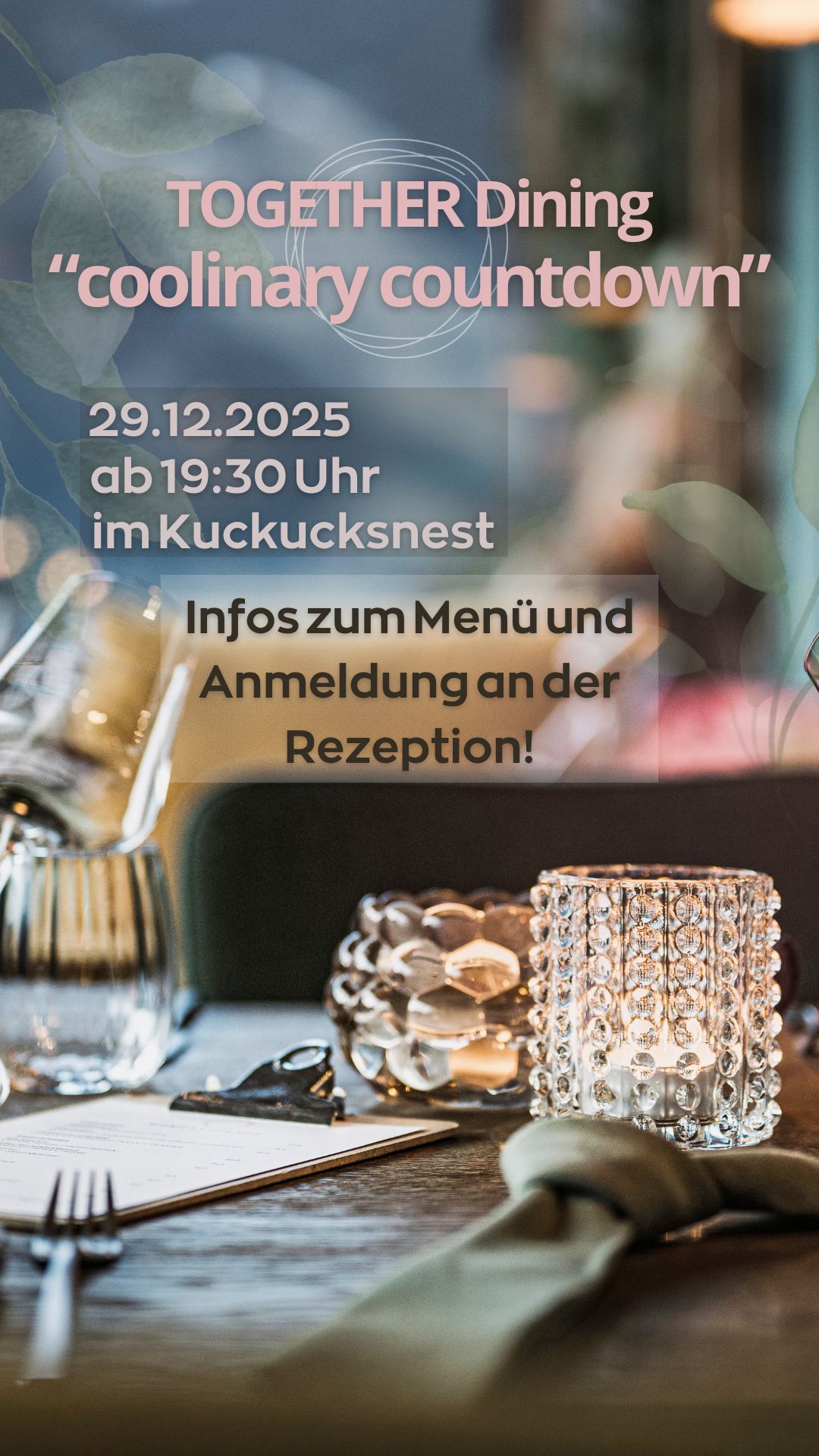 TOGETHER dining "coolinary countdown" with wine accompaniment
