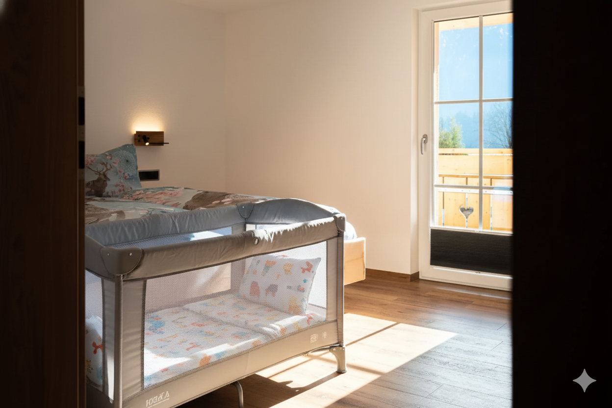 Travel cot with bedding - sleep safely right from the start