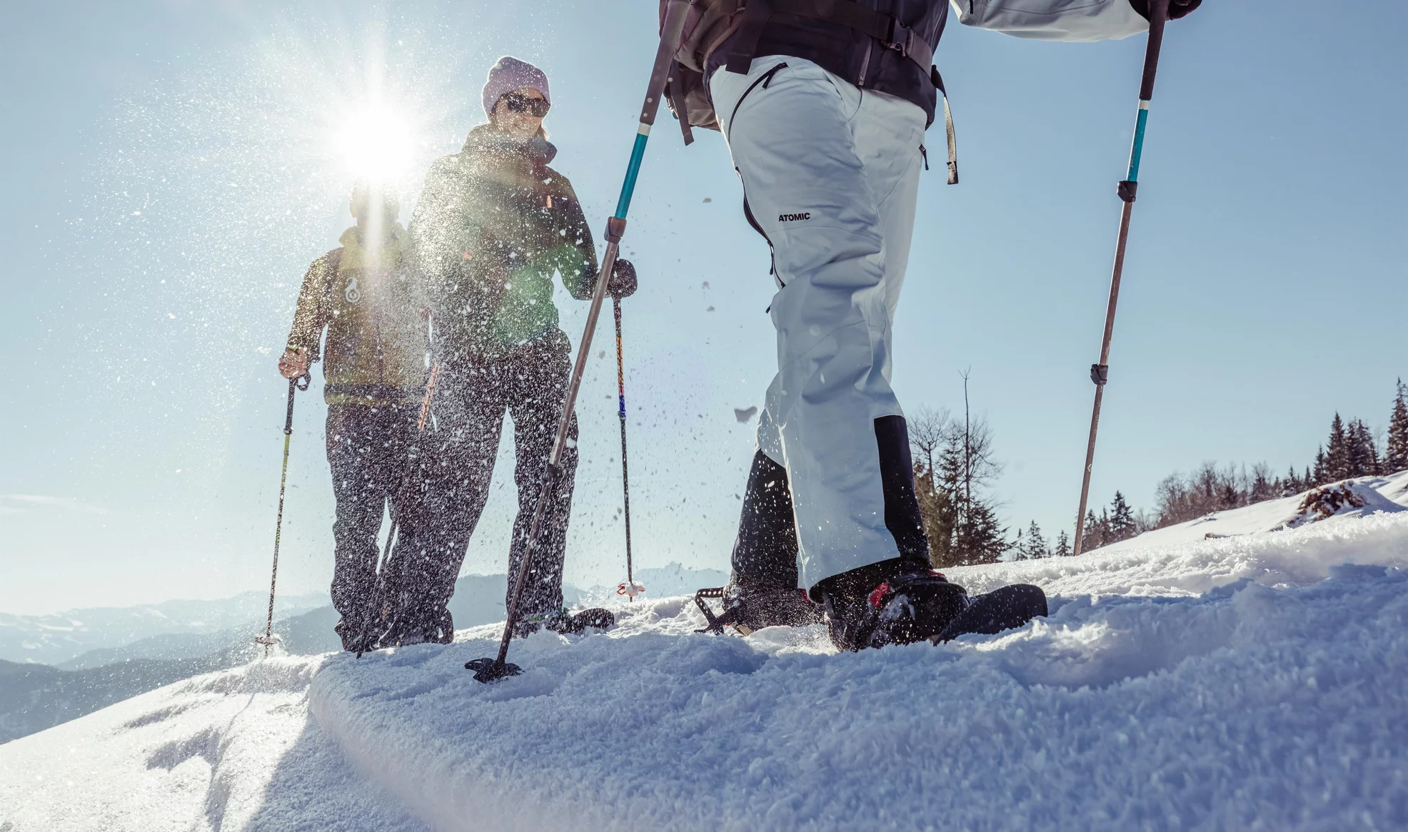 Snowshoe hike through the winter idyll