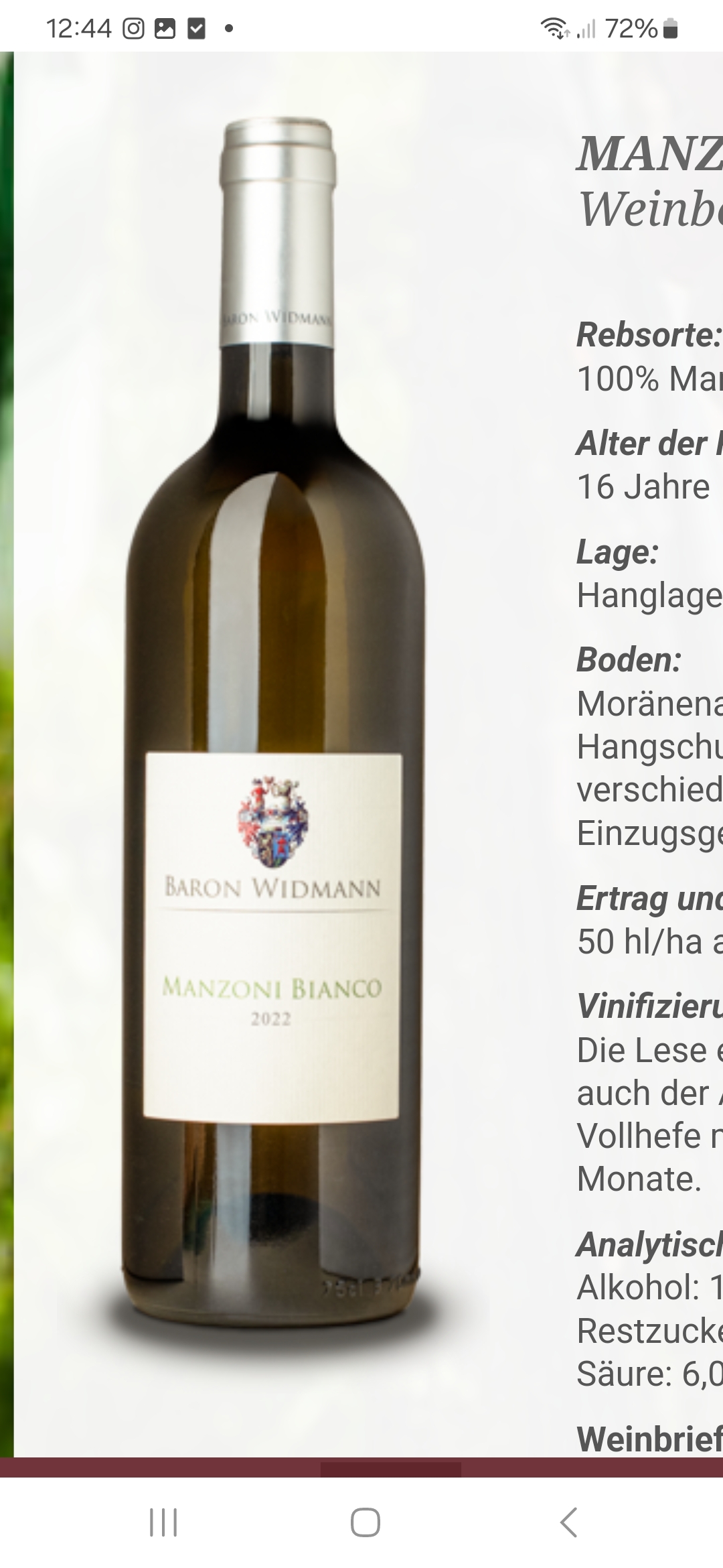 Manzoni Bianco Baron Widmann
