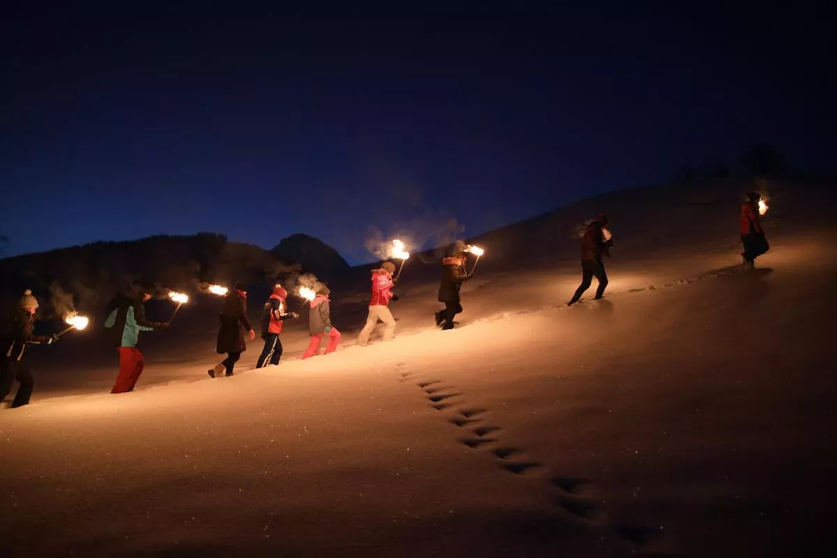 Sparkling torchlight hike
