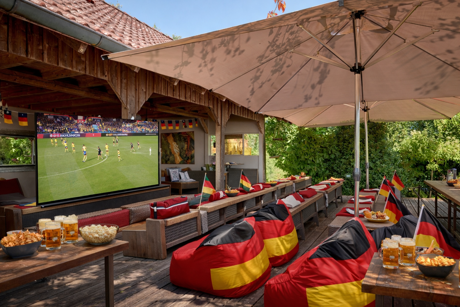 Public Viewing im Sommerhaus