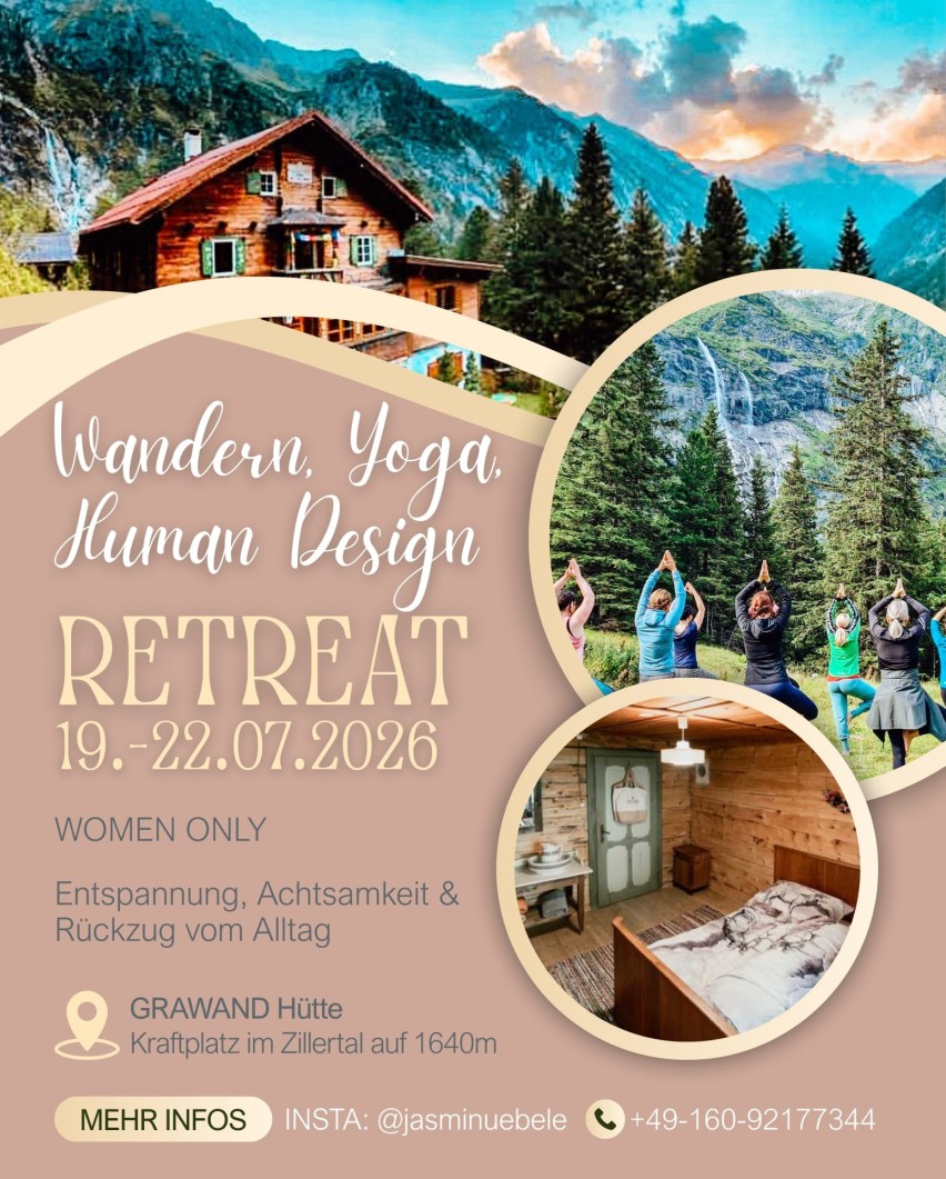 Wandern, Yoga, Human Design Retreat mit Jasmin Uebele am 19.-22.07.2026