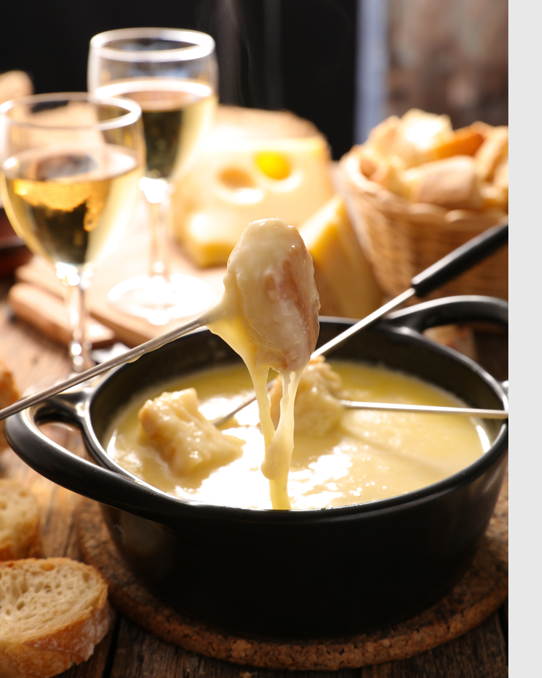 Cheese fondue in the chalet