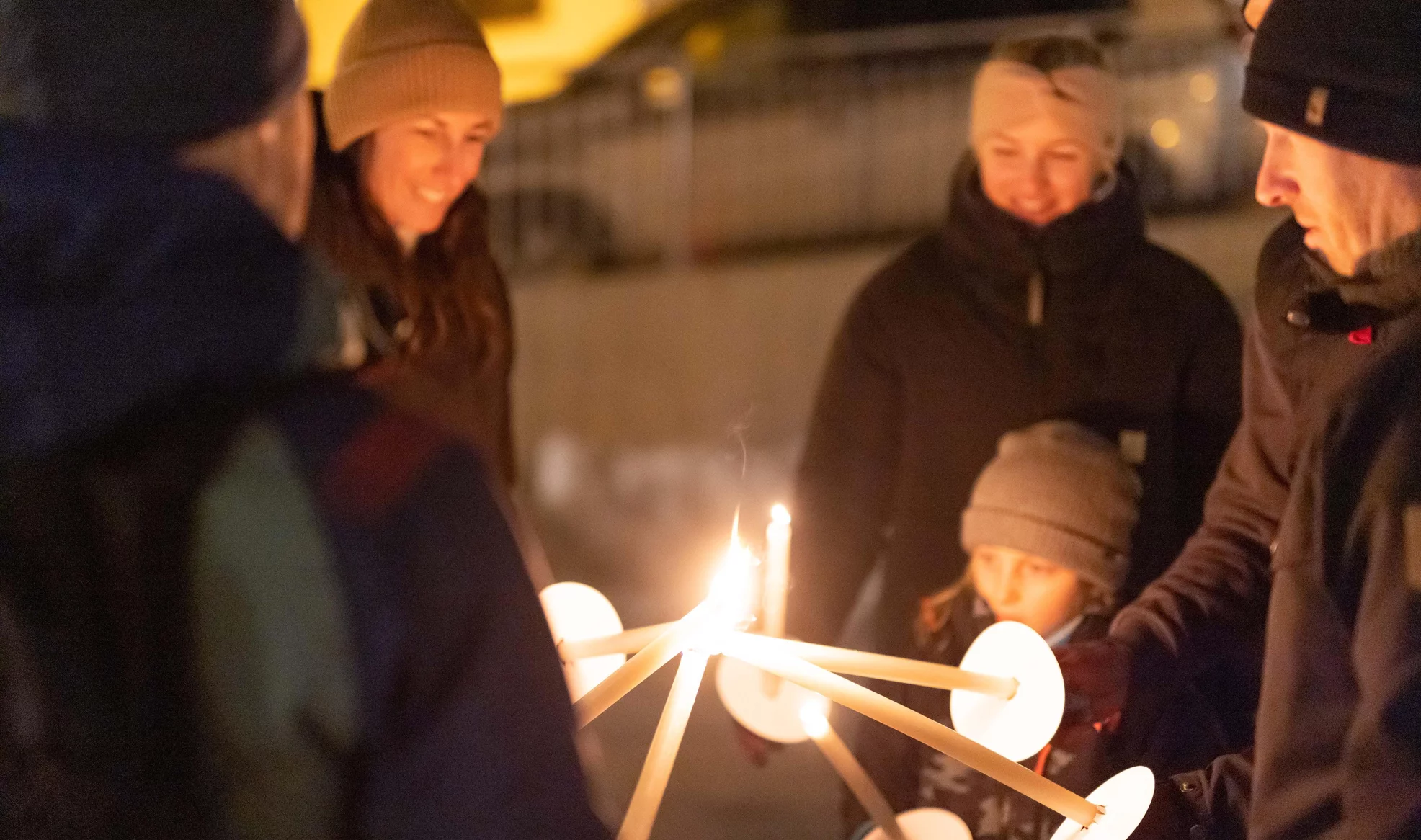 Torchlight hike through the Alpbachtal winter landscape