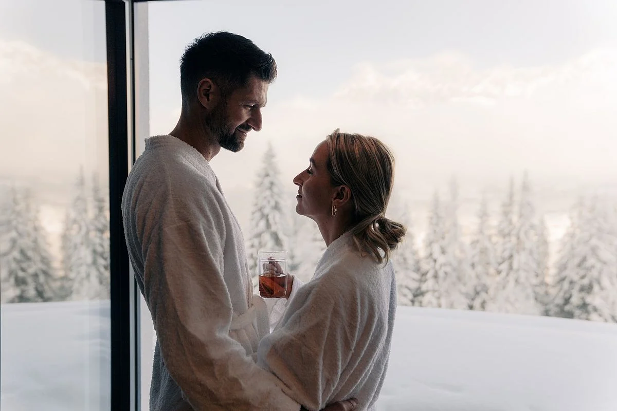 Early sauna session in winter