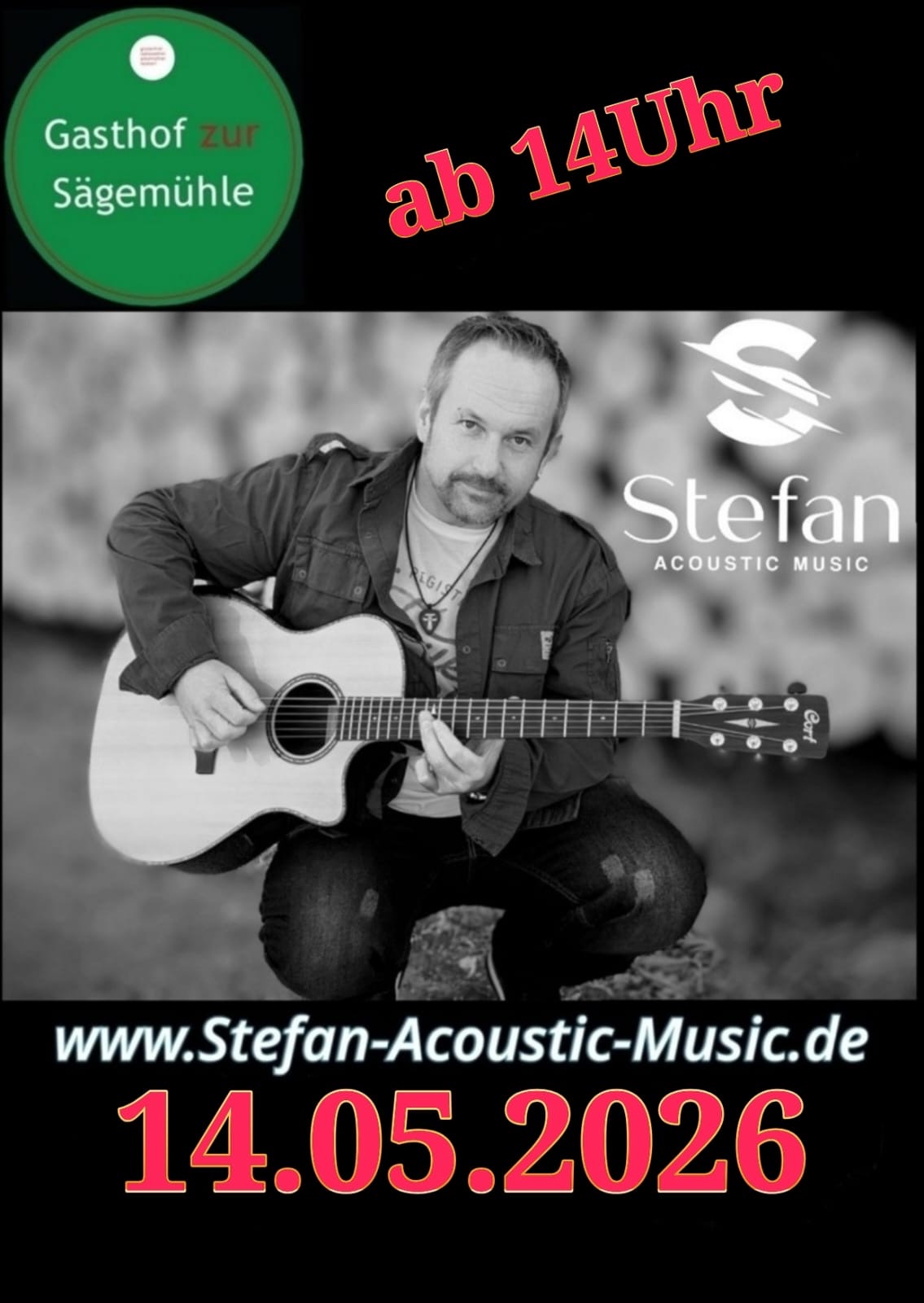 Vatertag mit Stefan Acoustic Music 14.05.26 ab 14:00 Uhr bei schönem Wetter im Garten.