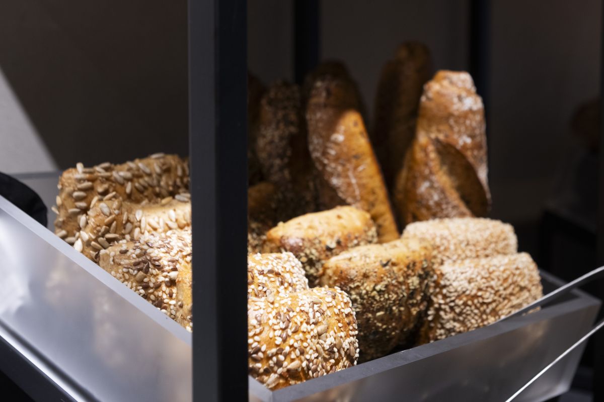 Bread roll service at the breakfast buffet