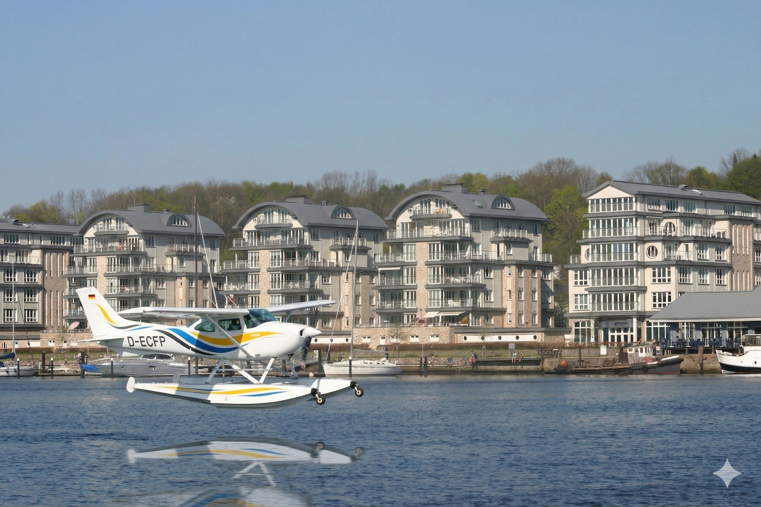Wasserflug über die Flensburger Förde