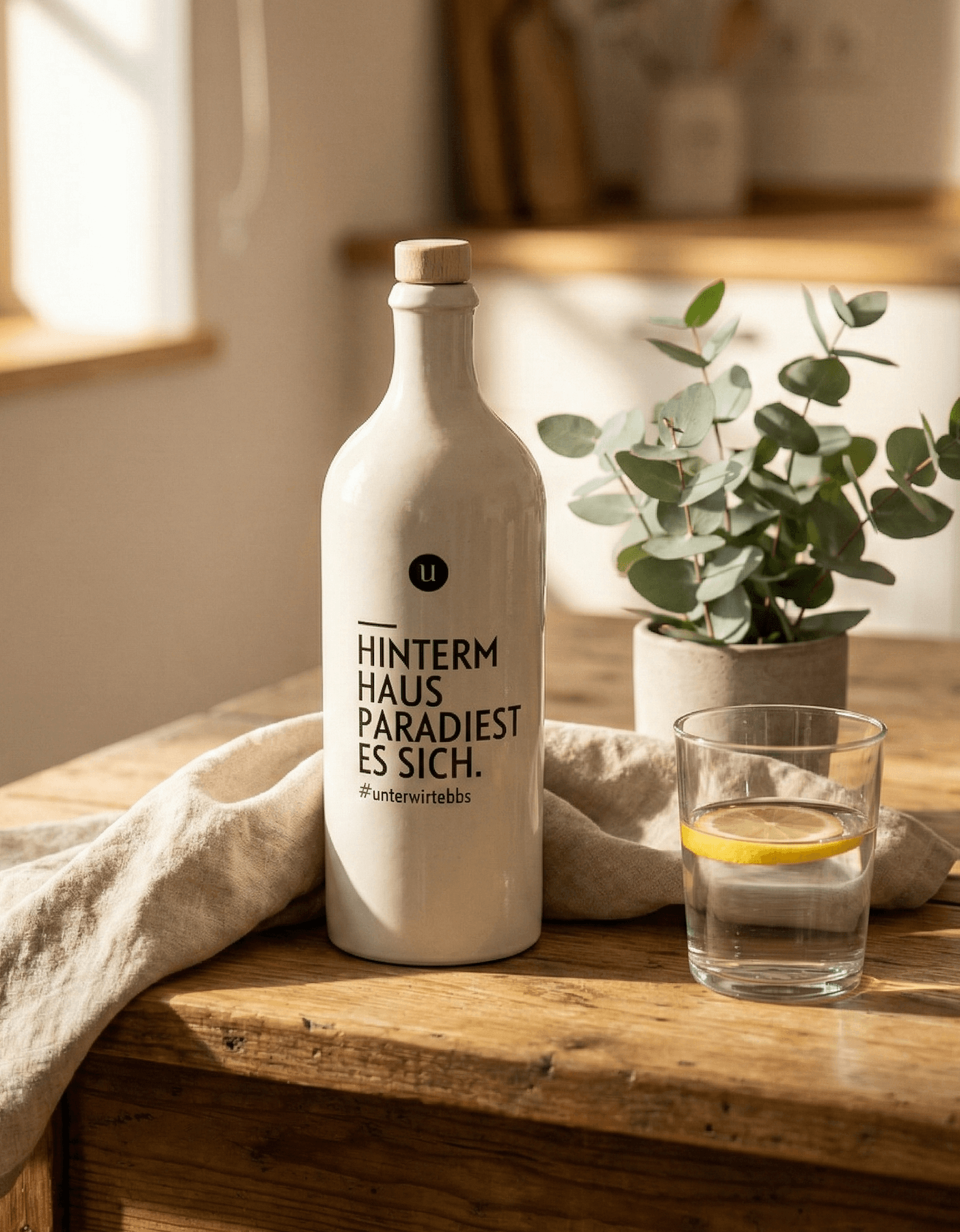 Erfrischung mit Stil: Steinzeug Wasserflasche