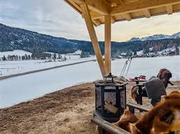 Snowshoe hike with rucksack picnic & charcoal fire